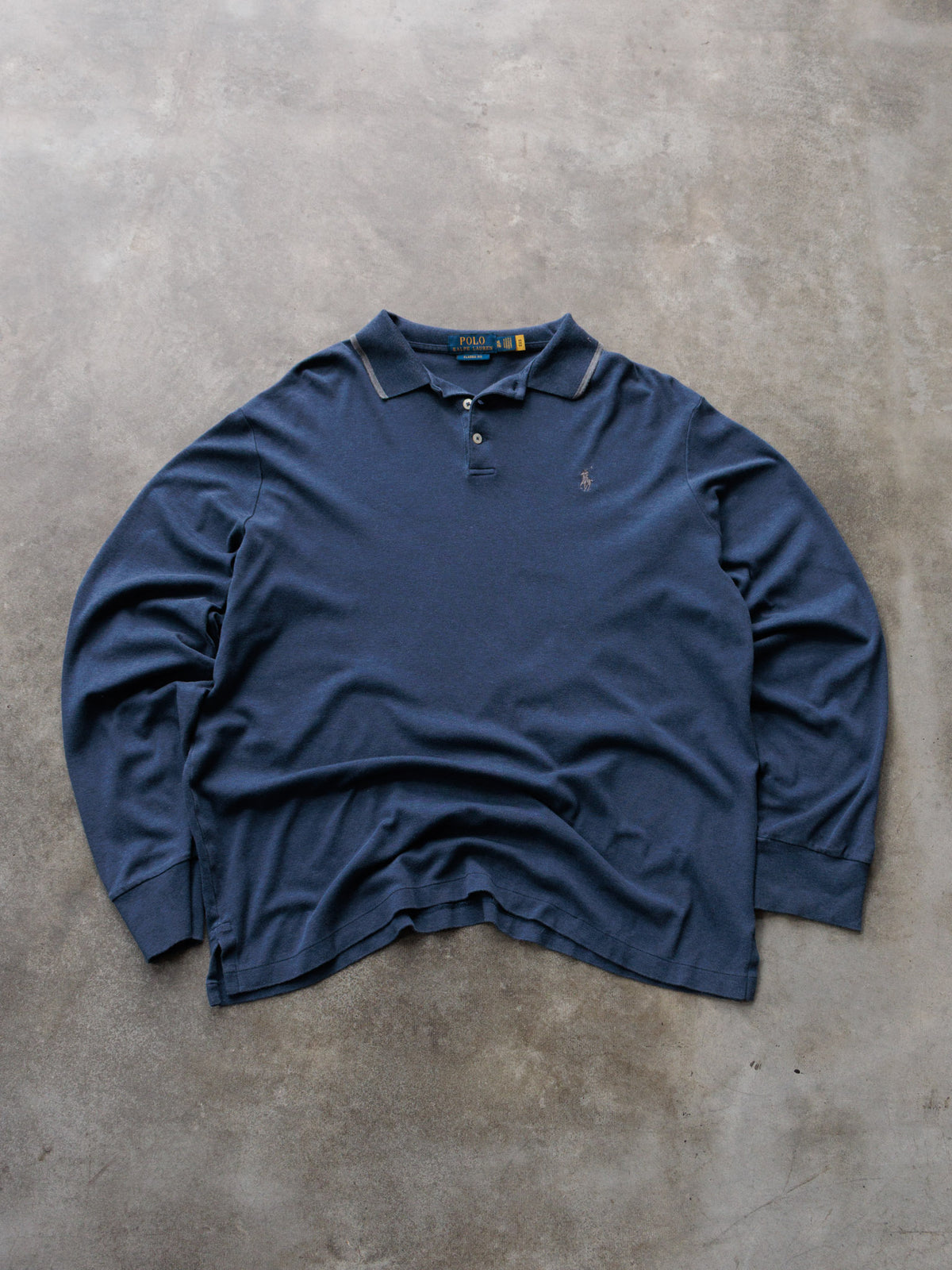 Vintage Navy Ralph Lauren Long Sleeve Polo Shirt (XL)