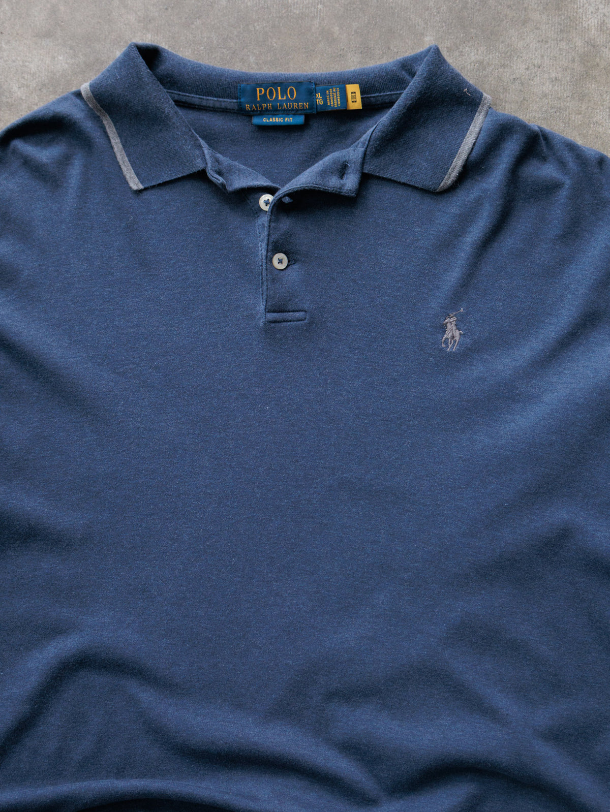 Vintage Navy Ralph Lauren Long Sleeve Polo Shirt (XL)