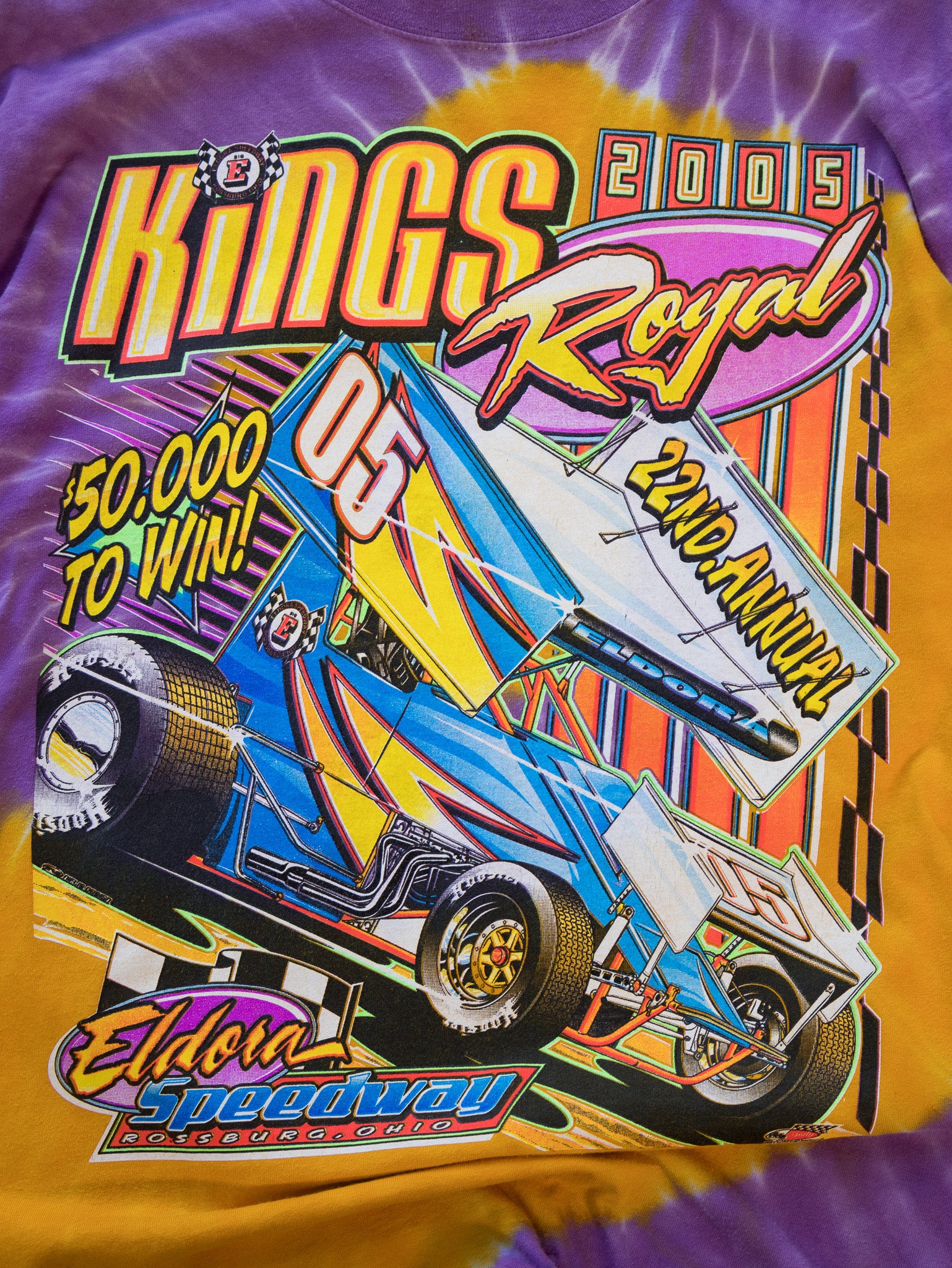 Vintage 2005 Kings Royal Eldora Speedway Tie-Dye Tee (L)