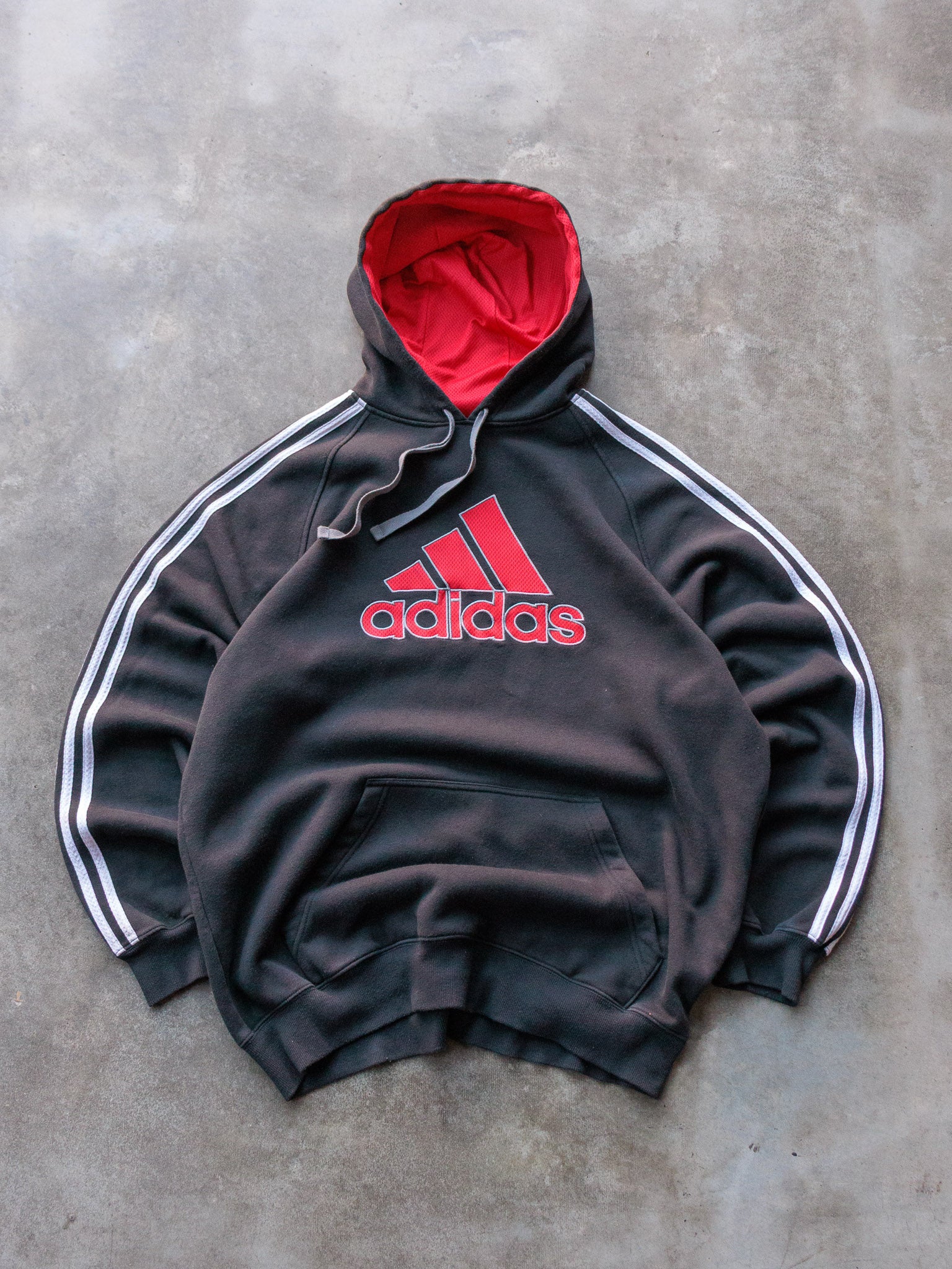 Vintage 00s Black Adidas Logo Hoodie (XL)