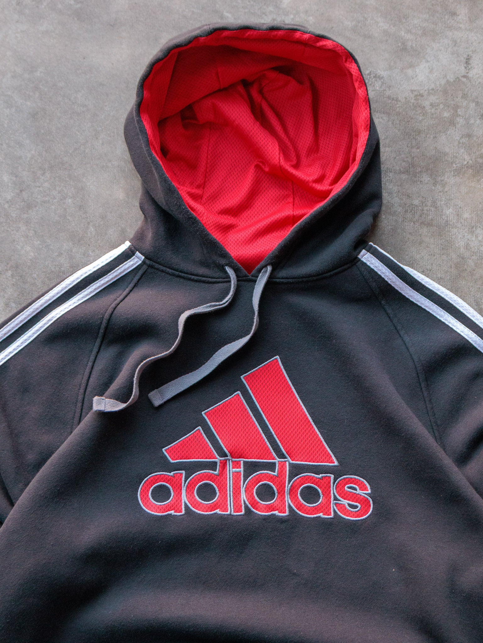 Vintage 00s Black Adidas Logo Hoodie (XL)