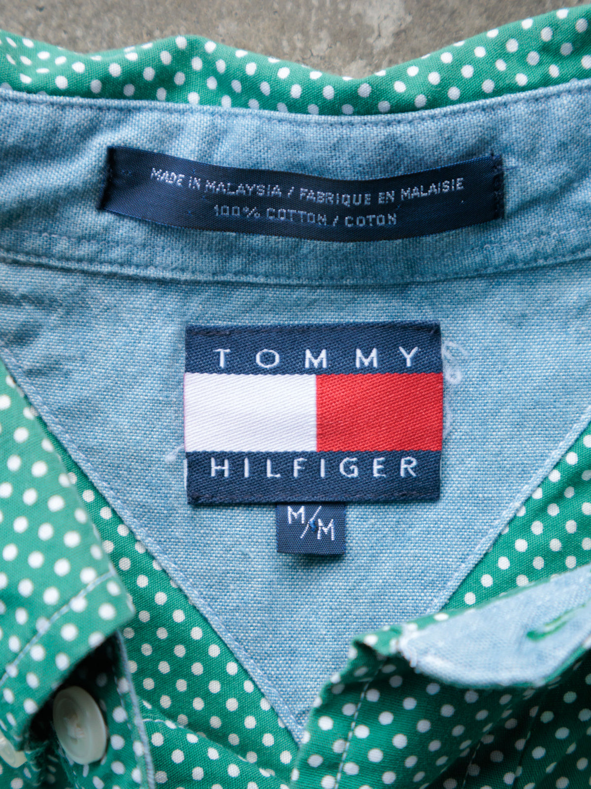 Vintage 00s Green Dots Tommy Hilfiger Shirt (M)