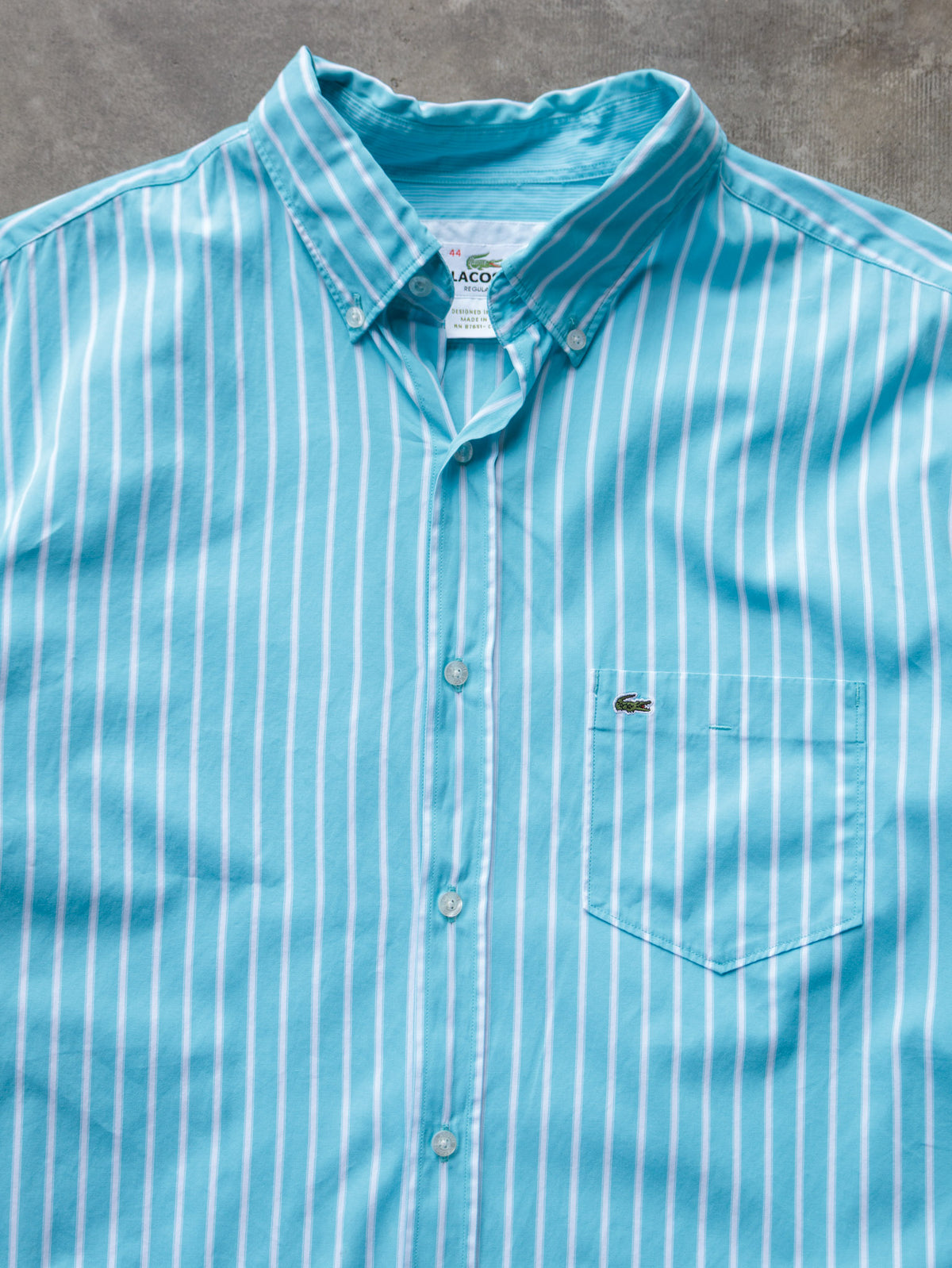 Vintage Blue Striped Lacoste Shirt (XL)