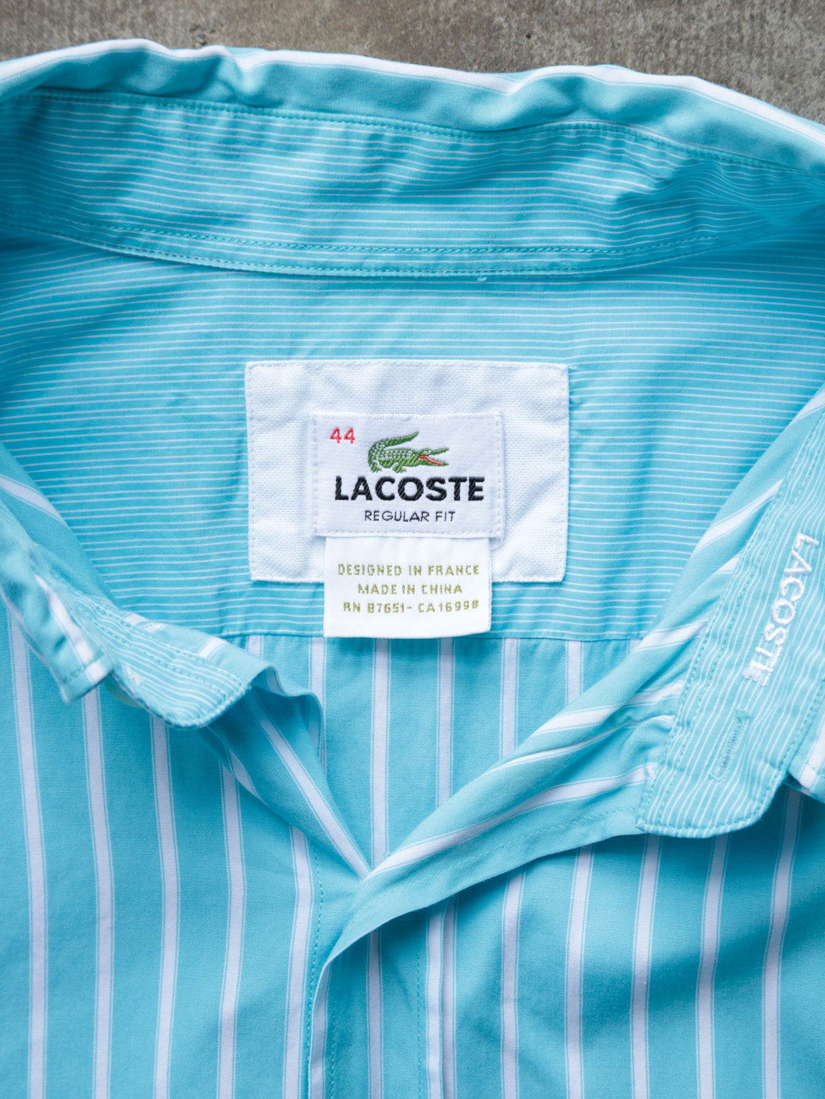 Vintage Blue Striped Lacoste Shirt (XL)