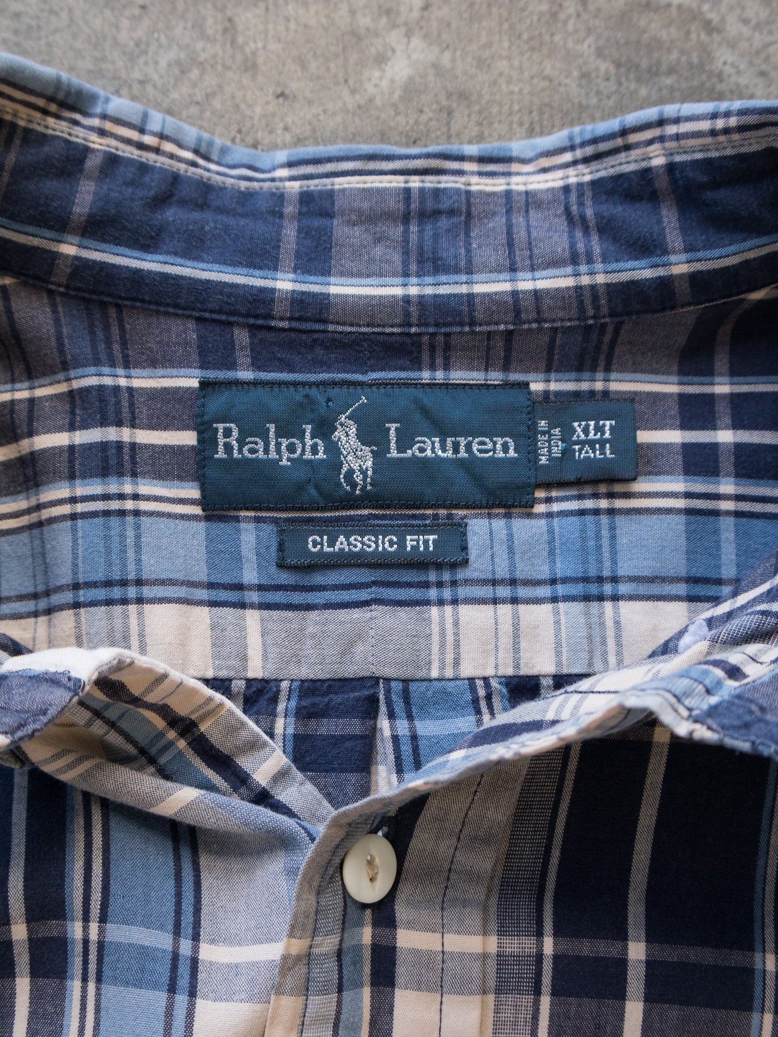 Vintage Blue Ralph Lauren Plaid Shirt (XL)