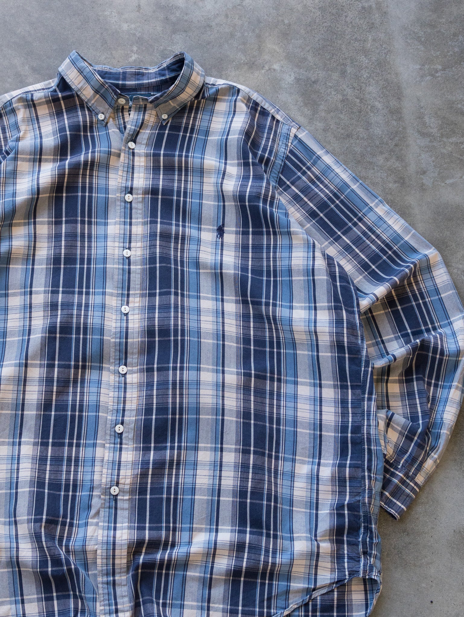 Vintage Blue Ralph Lauren Plaid Shirt (XL)