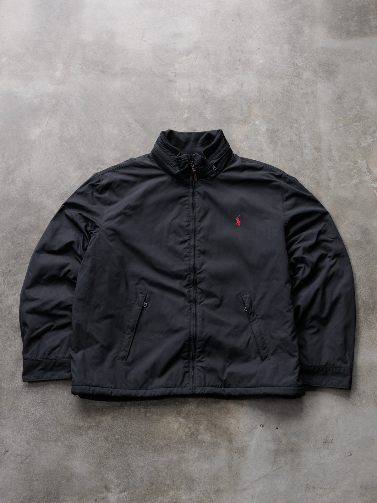 Vintage Black Polo Ralph Lauren Hooded Jacket (2XL)