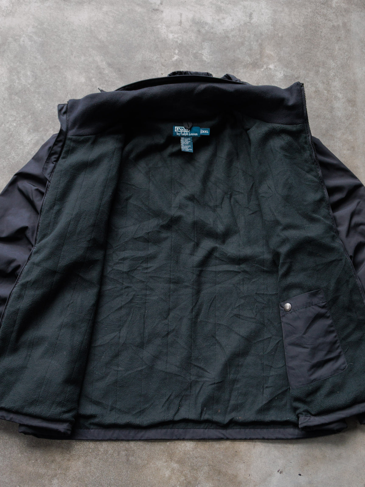 Vintage Black Polo Ralph Lauren Hooded Jacket (2XL)