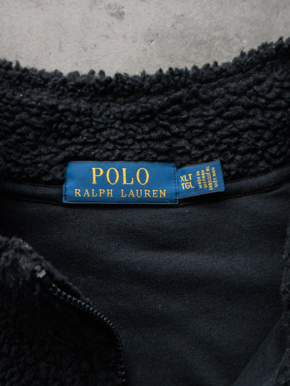 Vintage Black Polo Ralph Lauren Sherpa Jacket (XLT)
