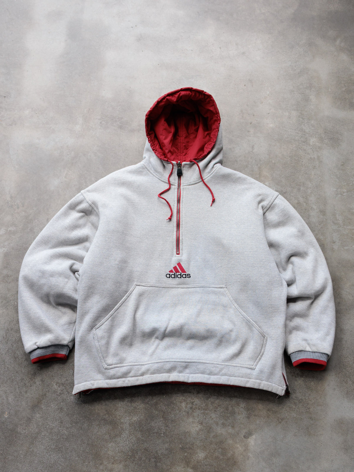 Vintage 00s Grey & Red Adidas Reversible Puffer Jacket (M)