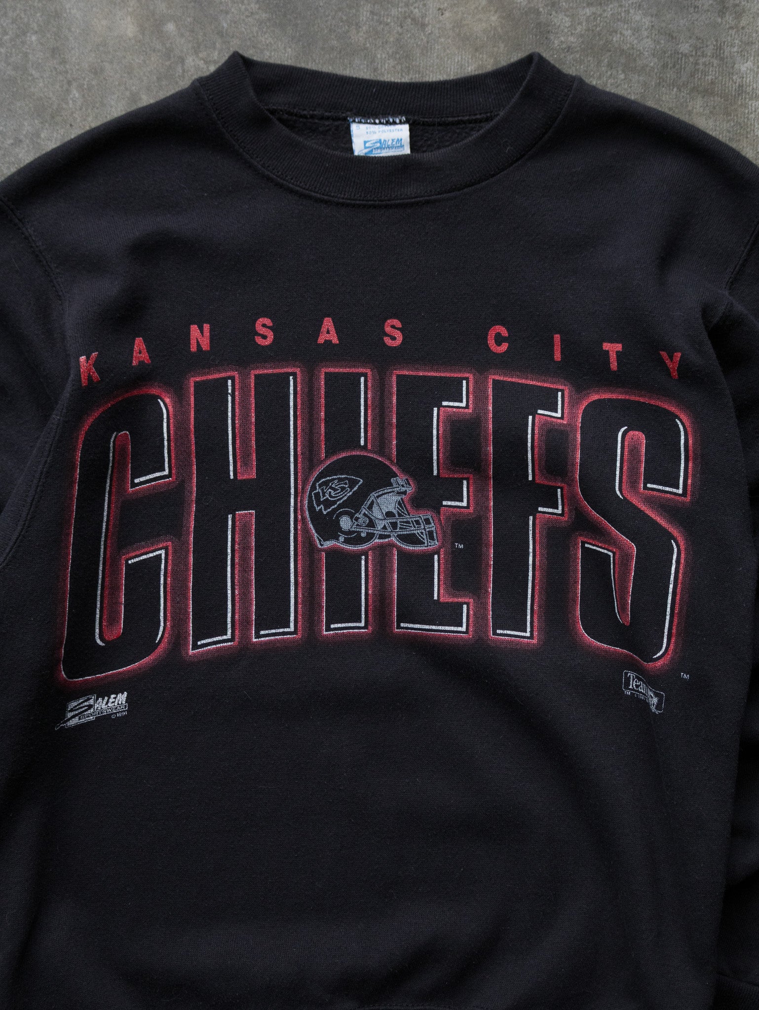 Vintage 1991 Black Kansas City Chiefs Sweatshirt (XS)