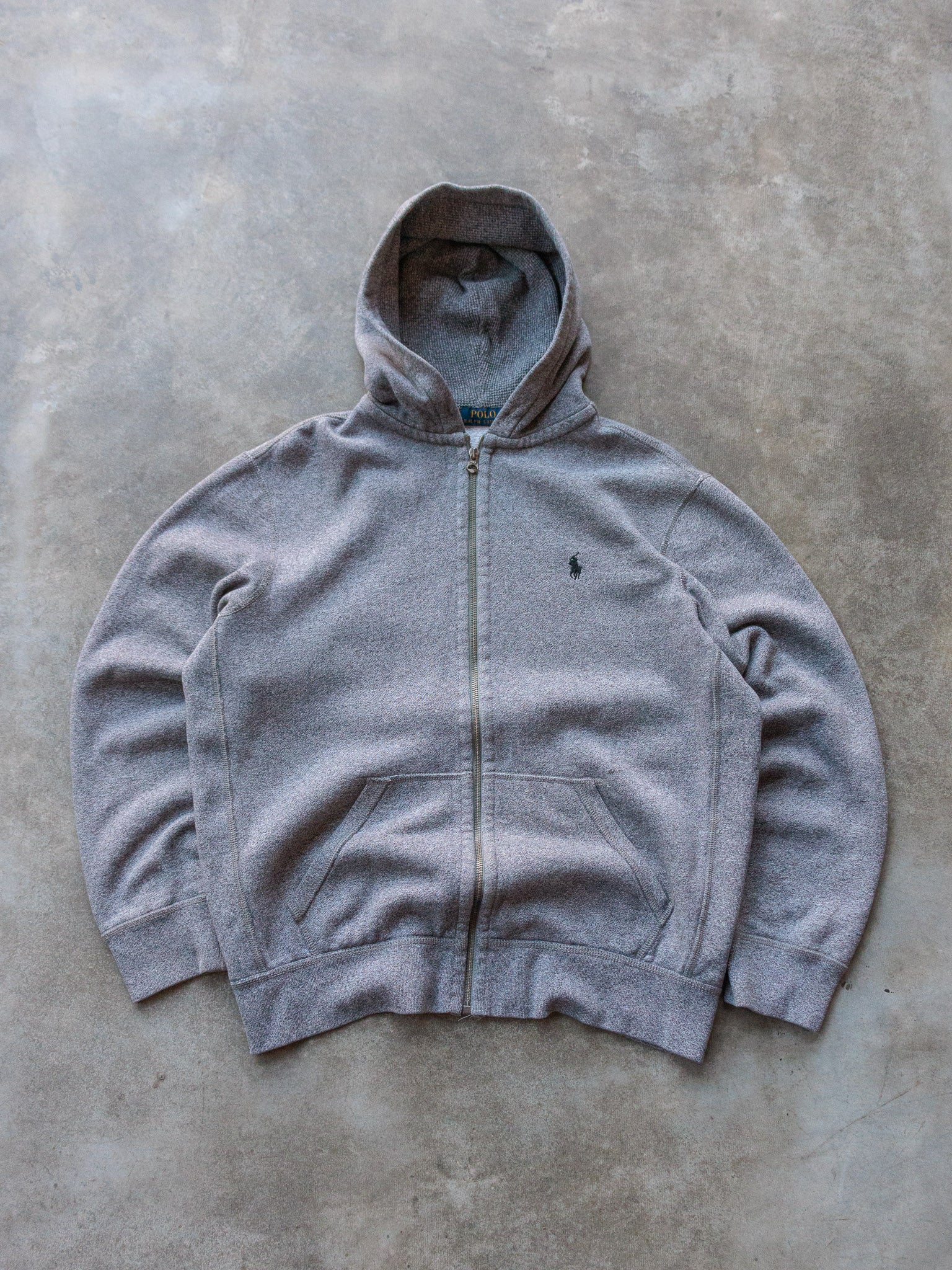 Vintage 00s Grey Polo Ralph Lauren Zip Hoodie (L)