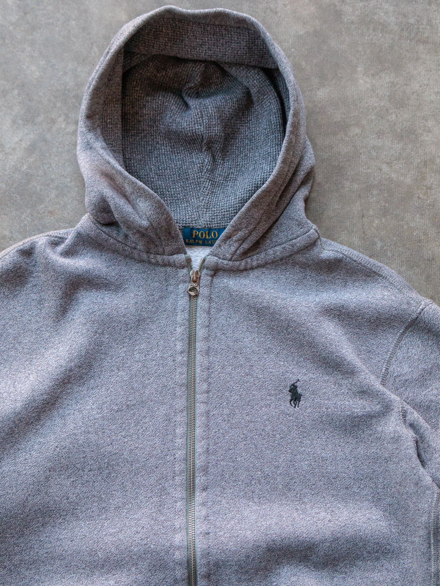 Vintage 00s Grey Polo Ralph Lauren Zip Hoodie (L)