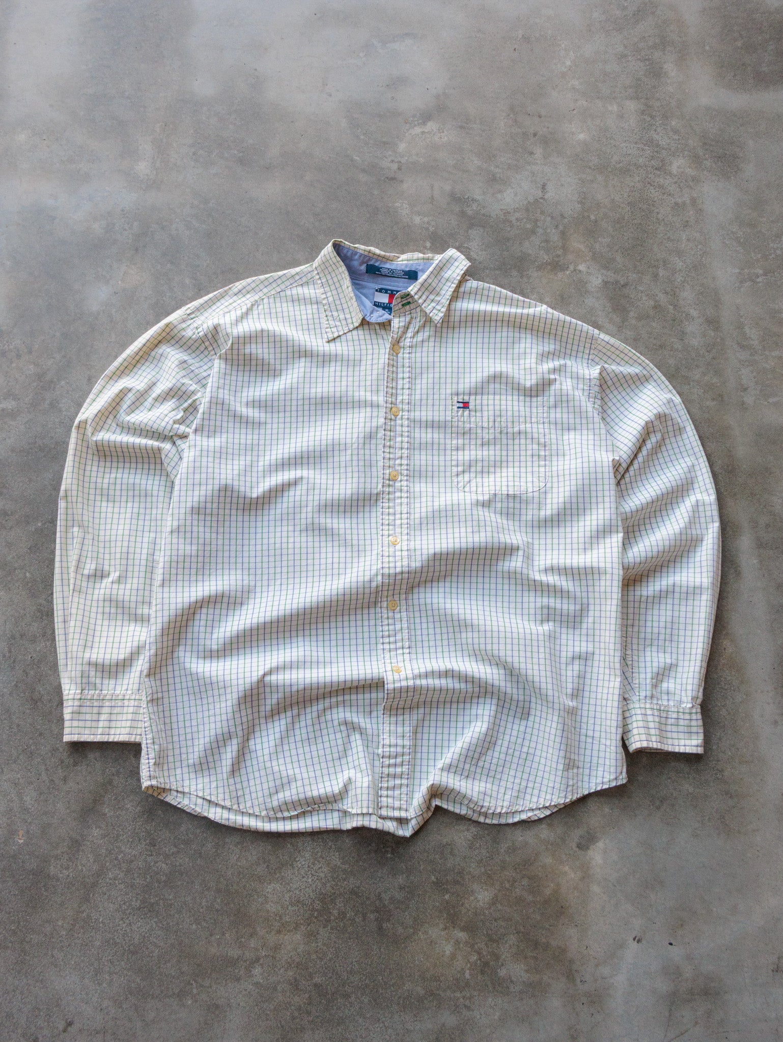 Vintage 90s Off-White Tommy Hilfiger Check Shirt (XL)