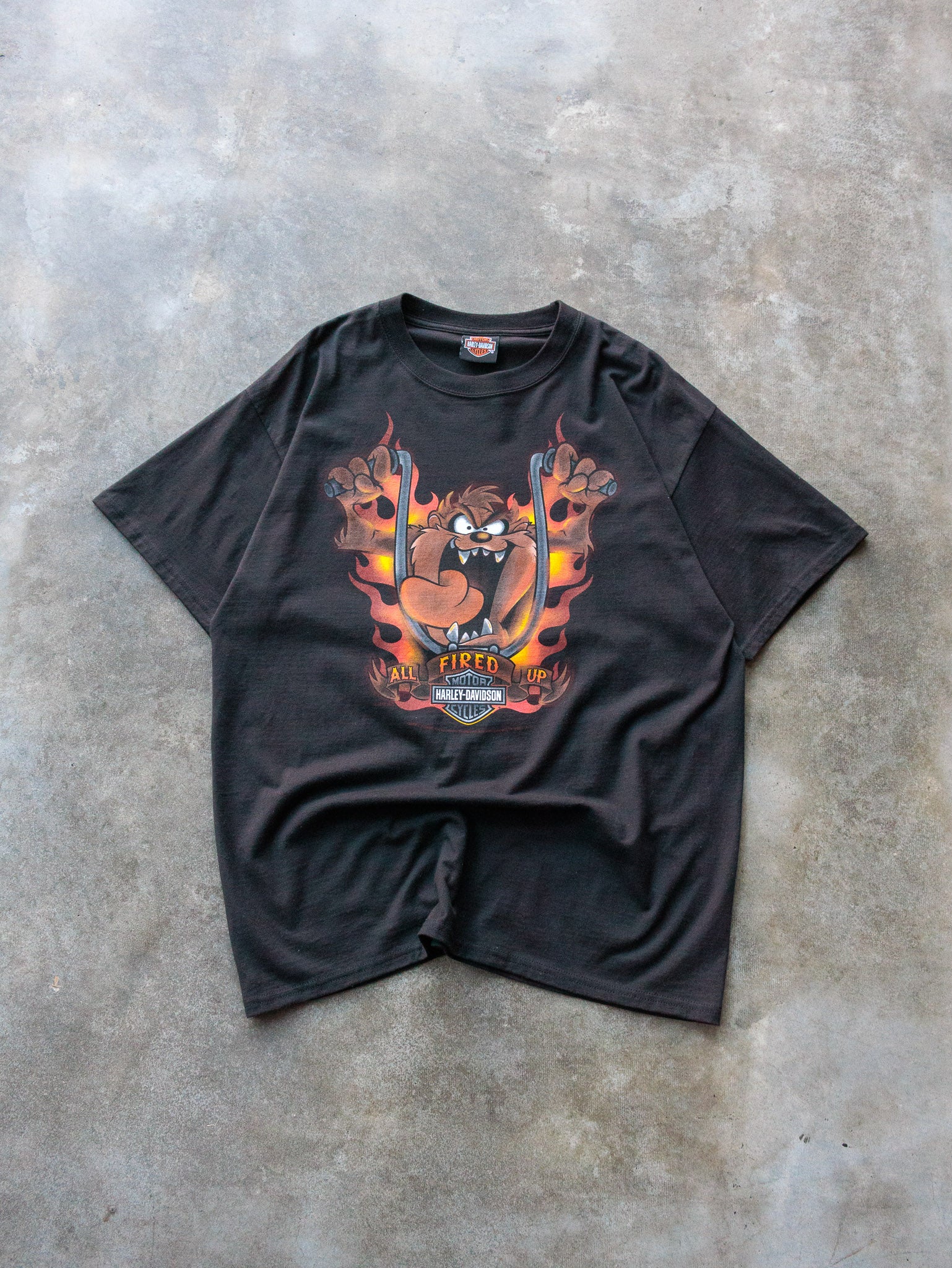 Vintage Black Harley-Davidson Looney Tunes Taz Tee (L)