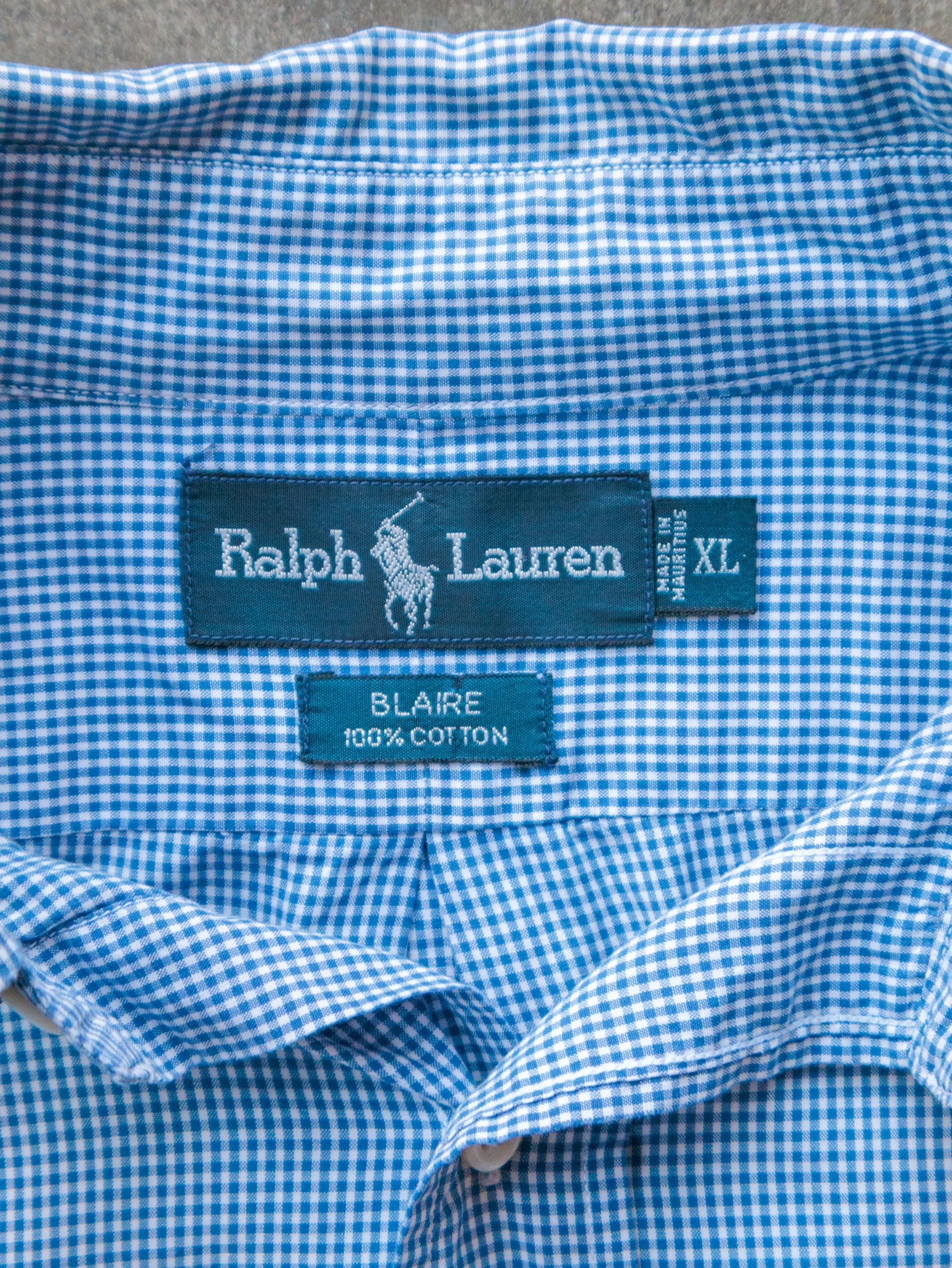 Vintage 90s Blue Gingham Ralph Lauren Shirt (XL)