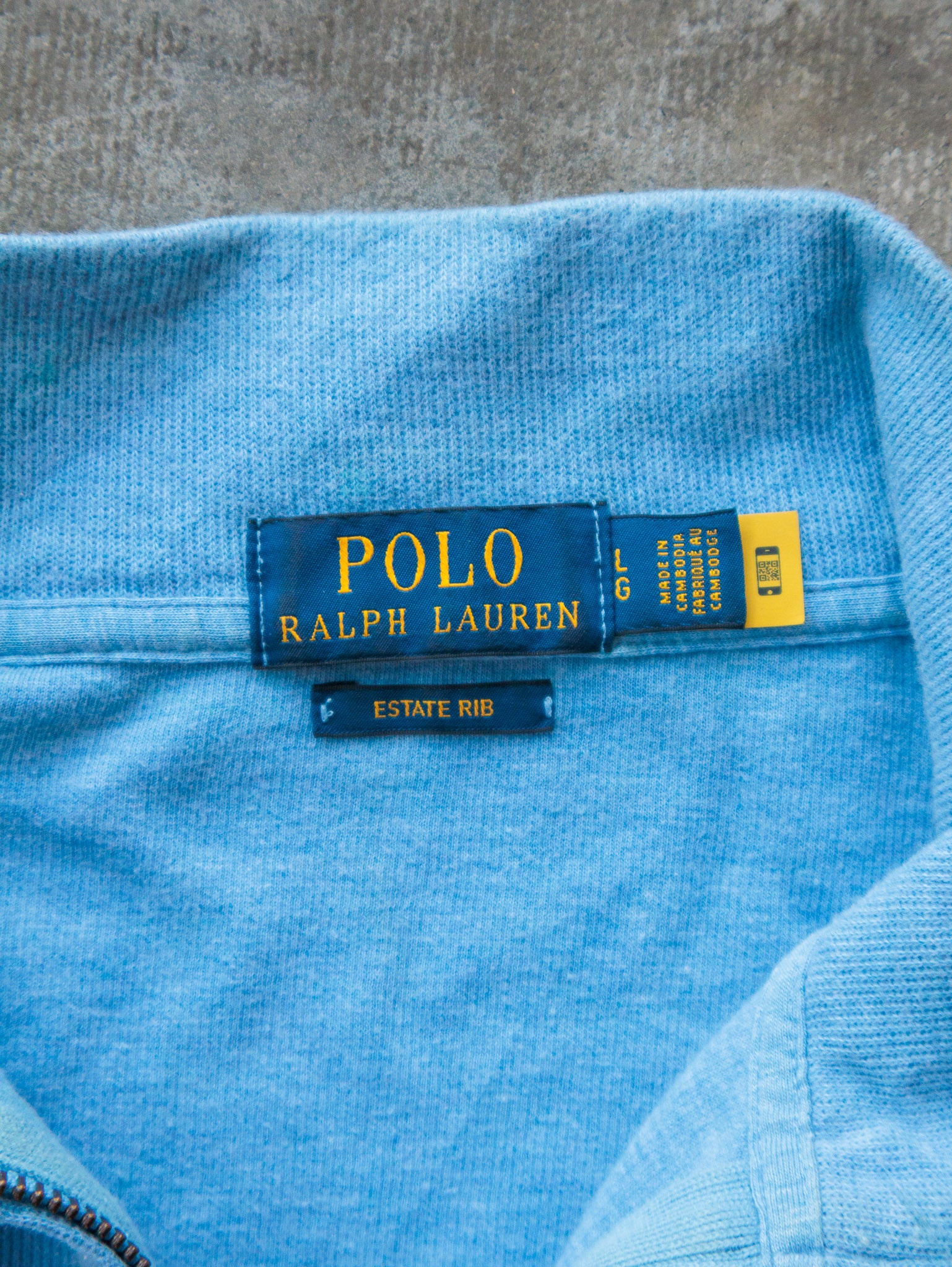 Vintage Light Blue Polo Ralph Lauren Quarter Zip Knit (L)