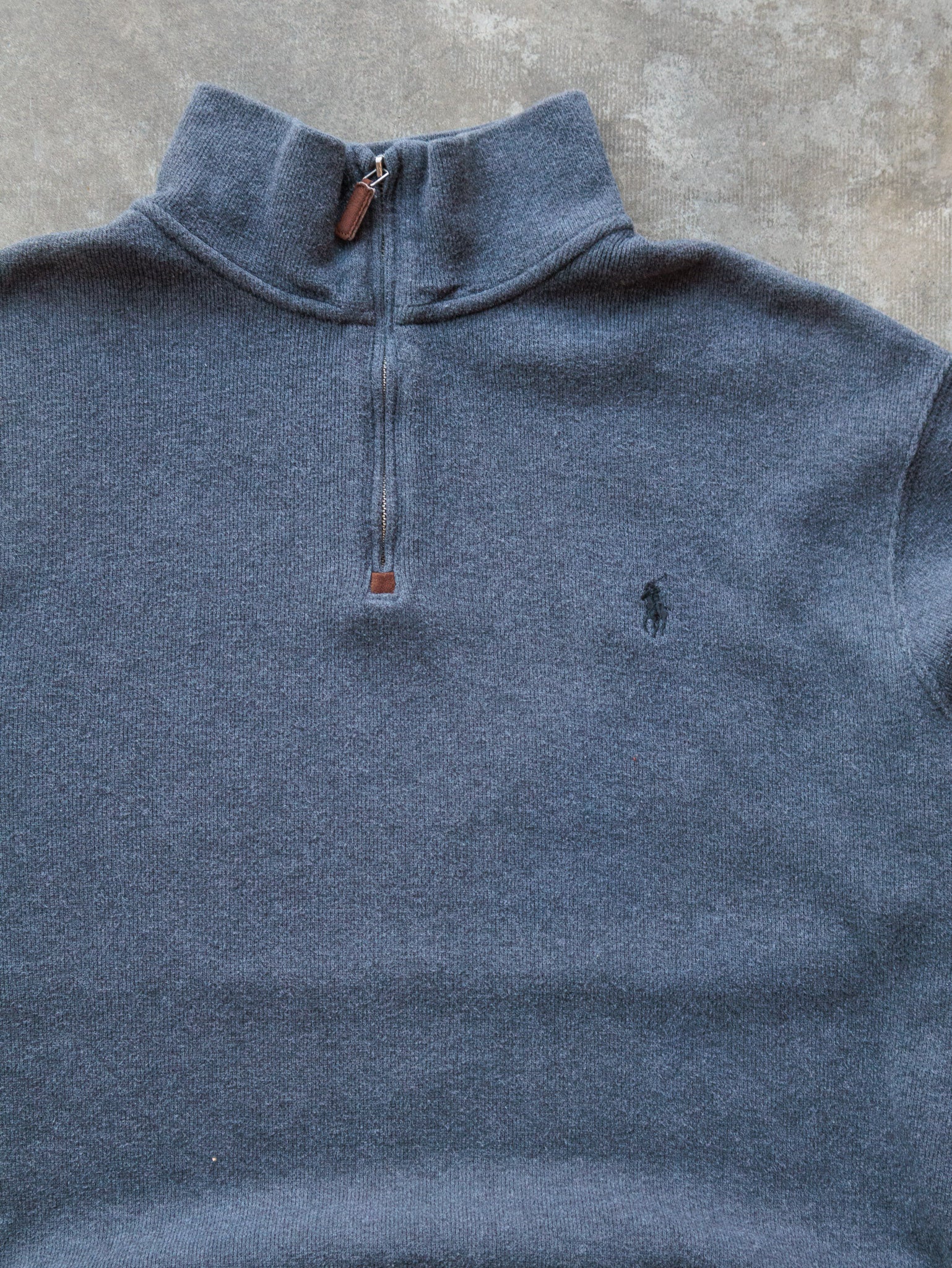 Vintage 00s Charcoal Polo Ralph Lauren Quarter Zip Knit (XL)