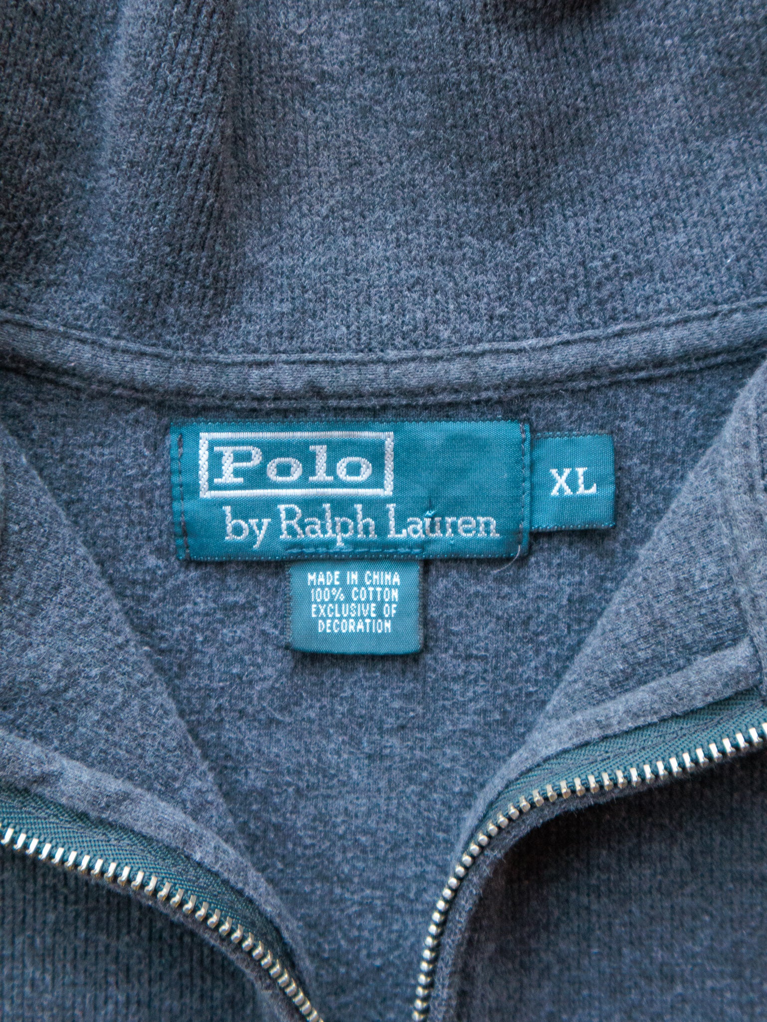 Vintage 00s Charcoal Polo Ralph Lauren Quarter Zip Knit (XL)