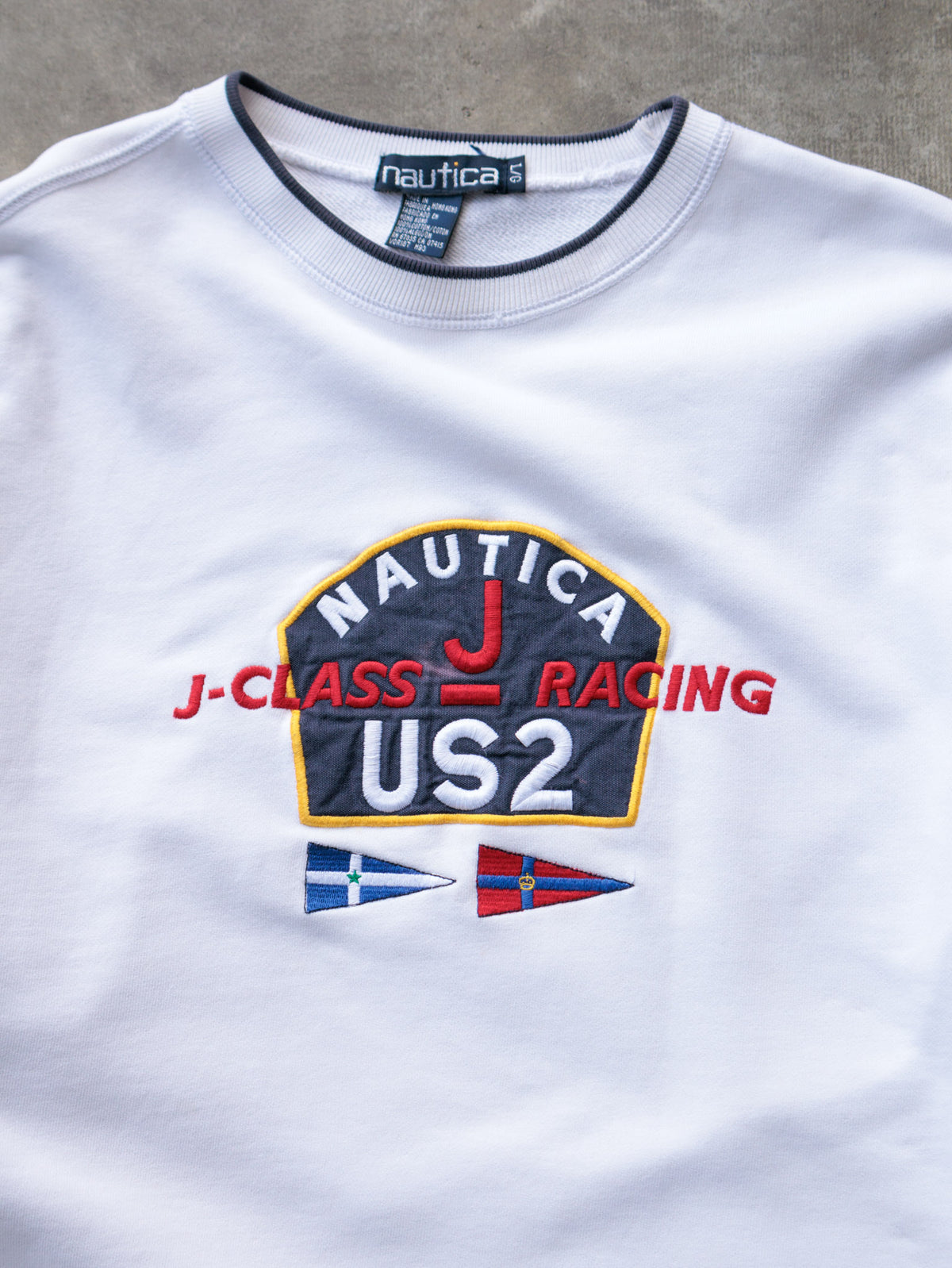 Vintage 90s White Nautica J-Class Racing Sweatshirt (L)