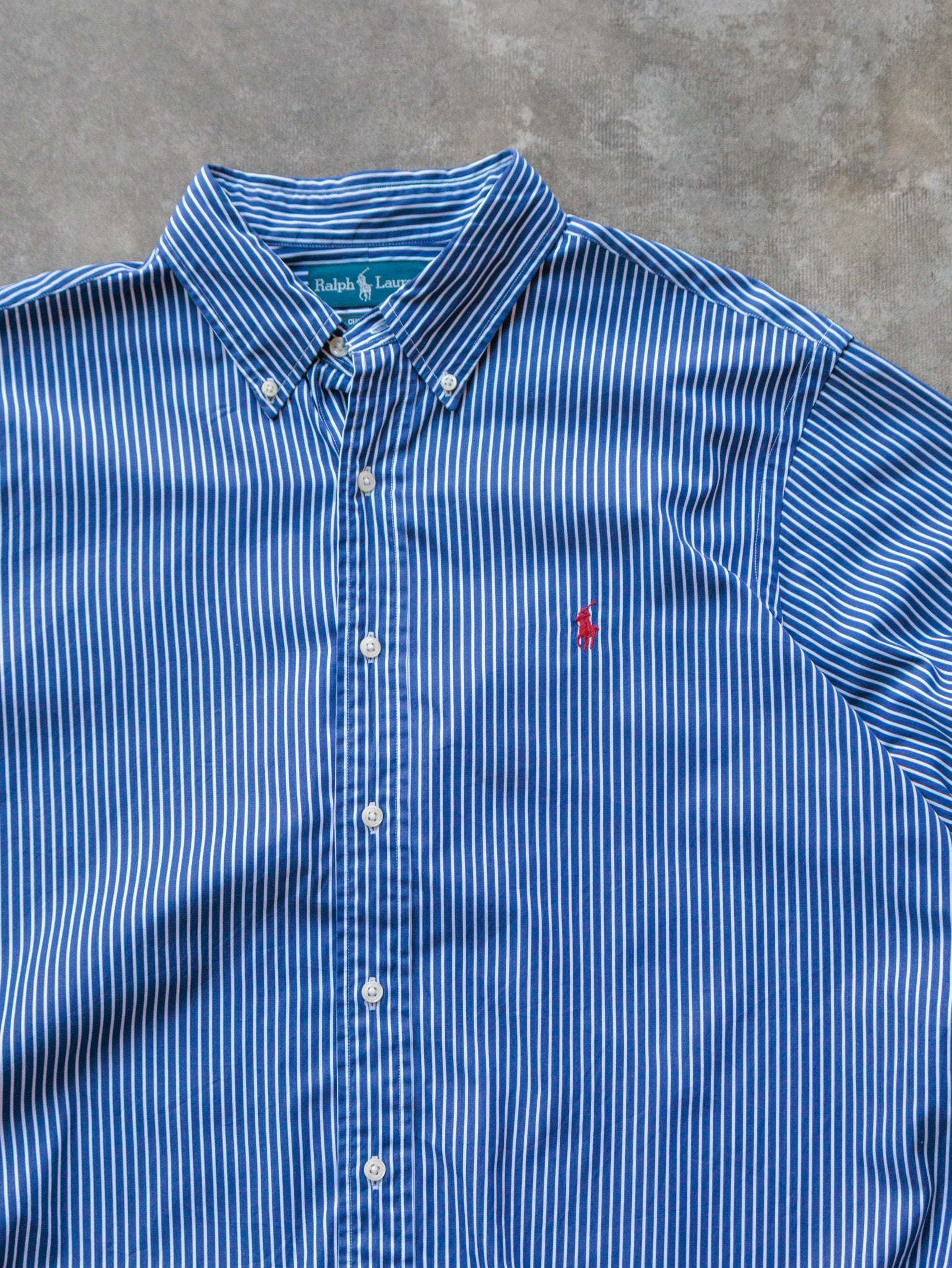 Vintage 00s Blue Striped Ralph Lauren Shirt (XL)