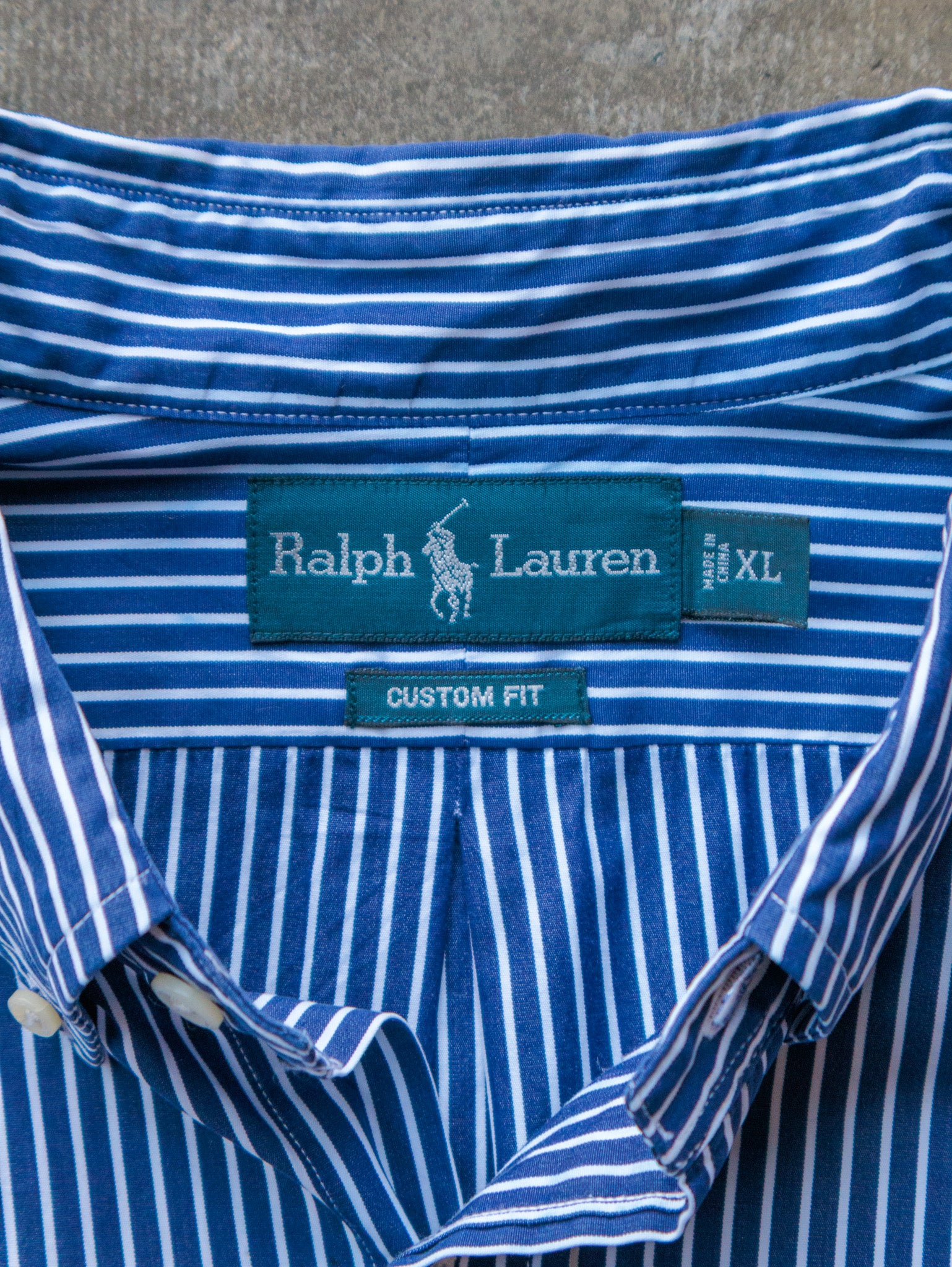 Vintage 00s Blue Striped Ralph Lauren Shirt (XL)