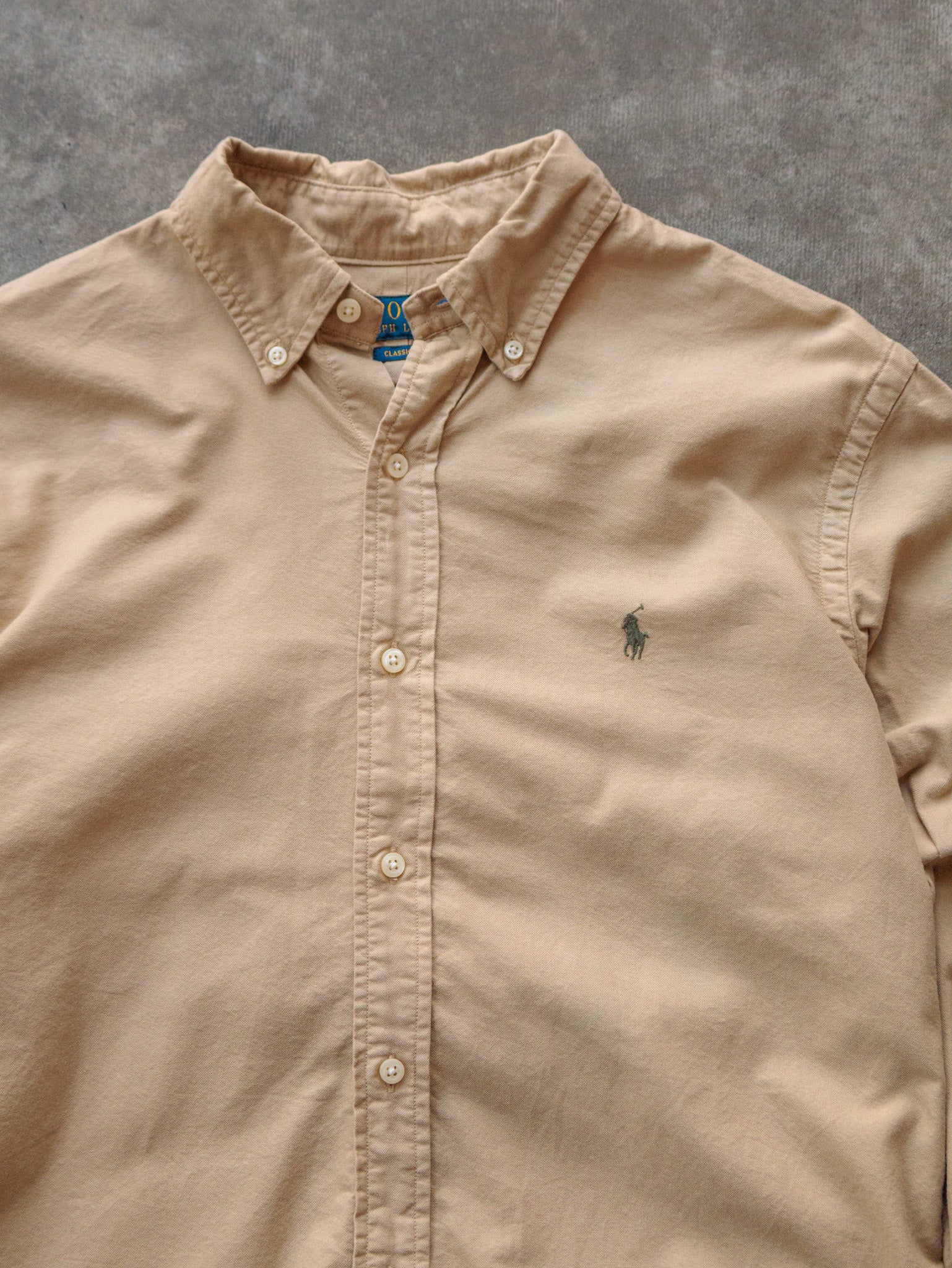 Vintage Beige Polo Ralph Lauren Shirt (M)