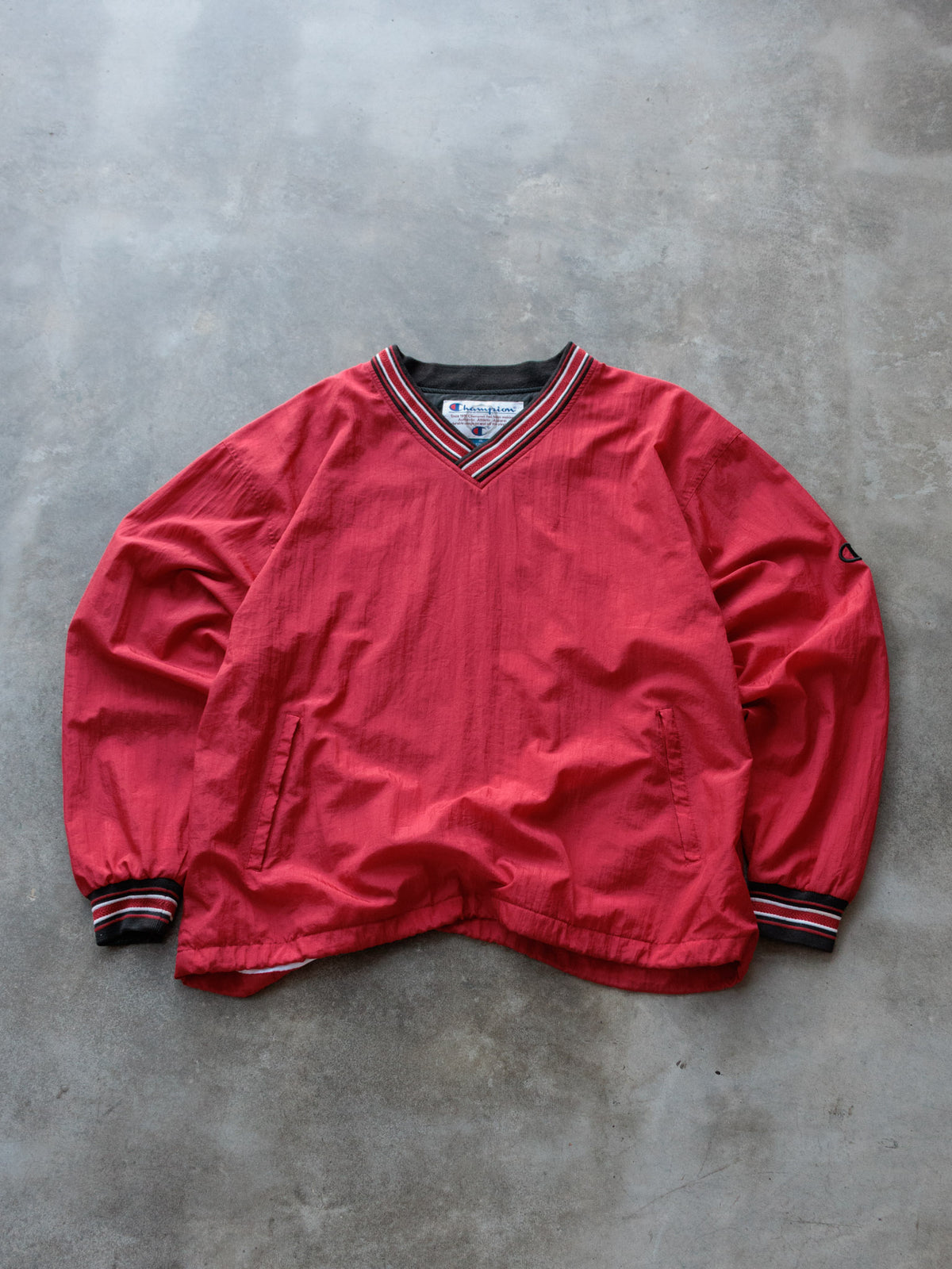 Vintage 90s Red Champion V-Neck Windbreaker (XL)