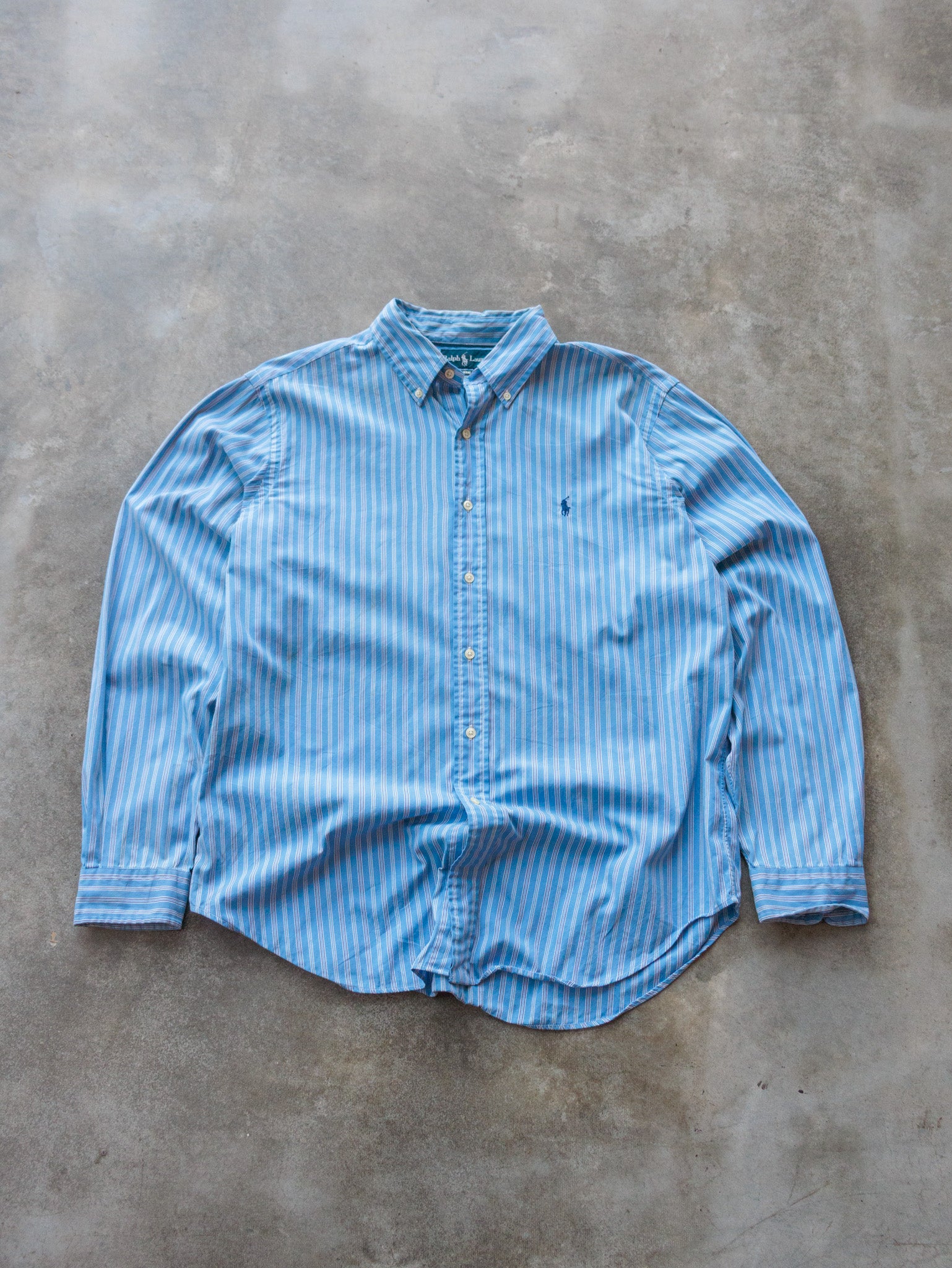 Vintage 00s Blue Striped Ralph Lauren Shirt (XL)