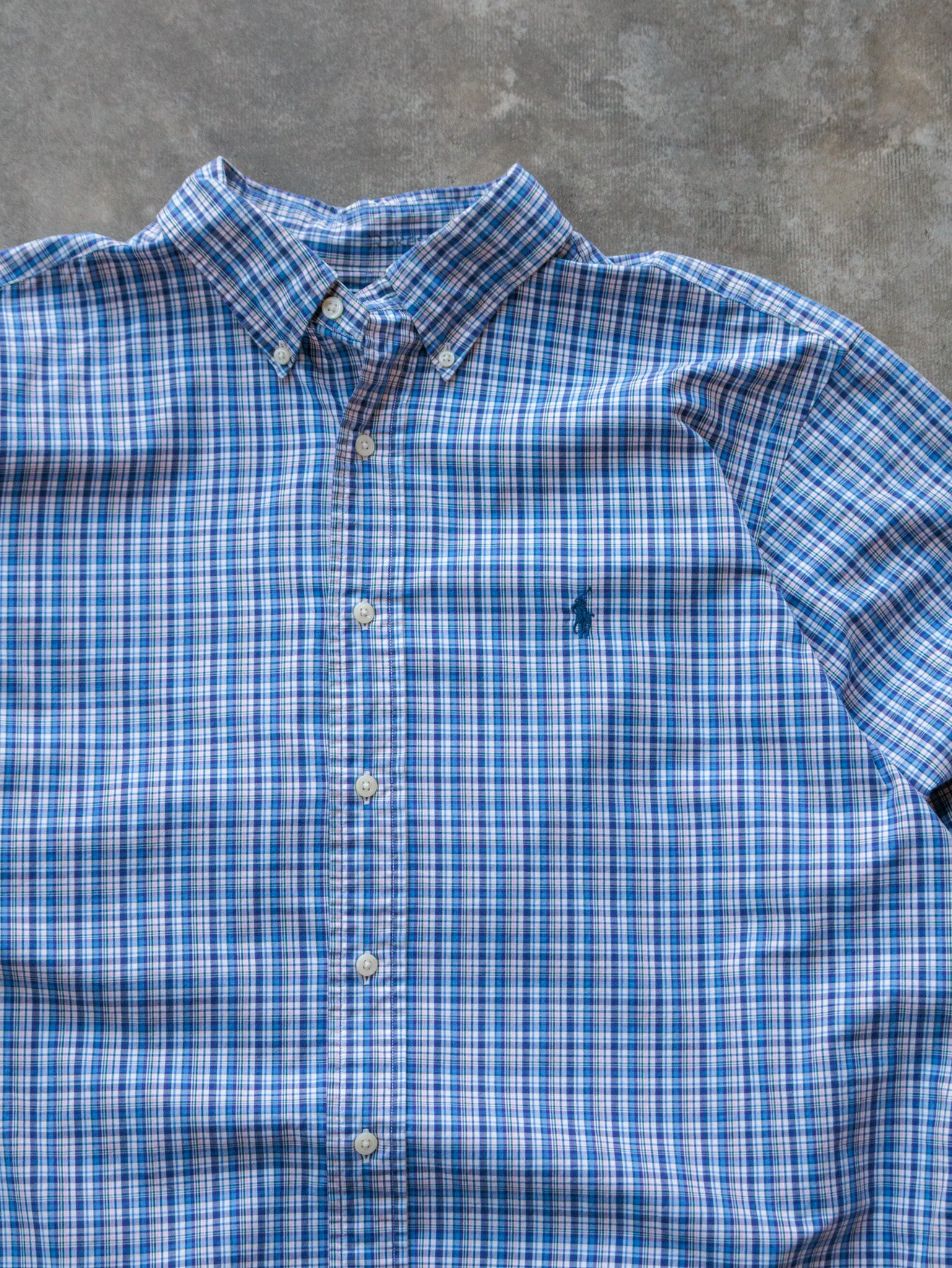 Vintage 00s Blue Plaid Ralph Lauren Shirt (XL)