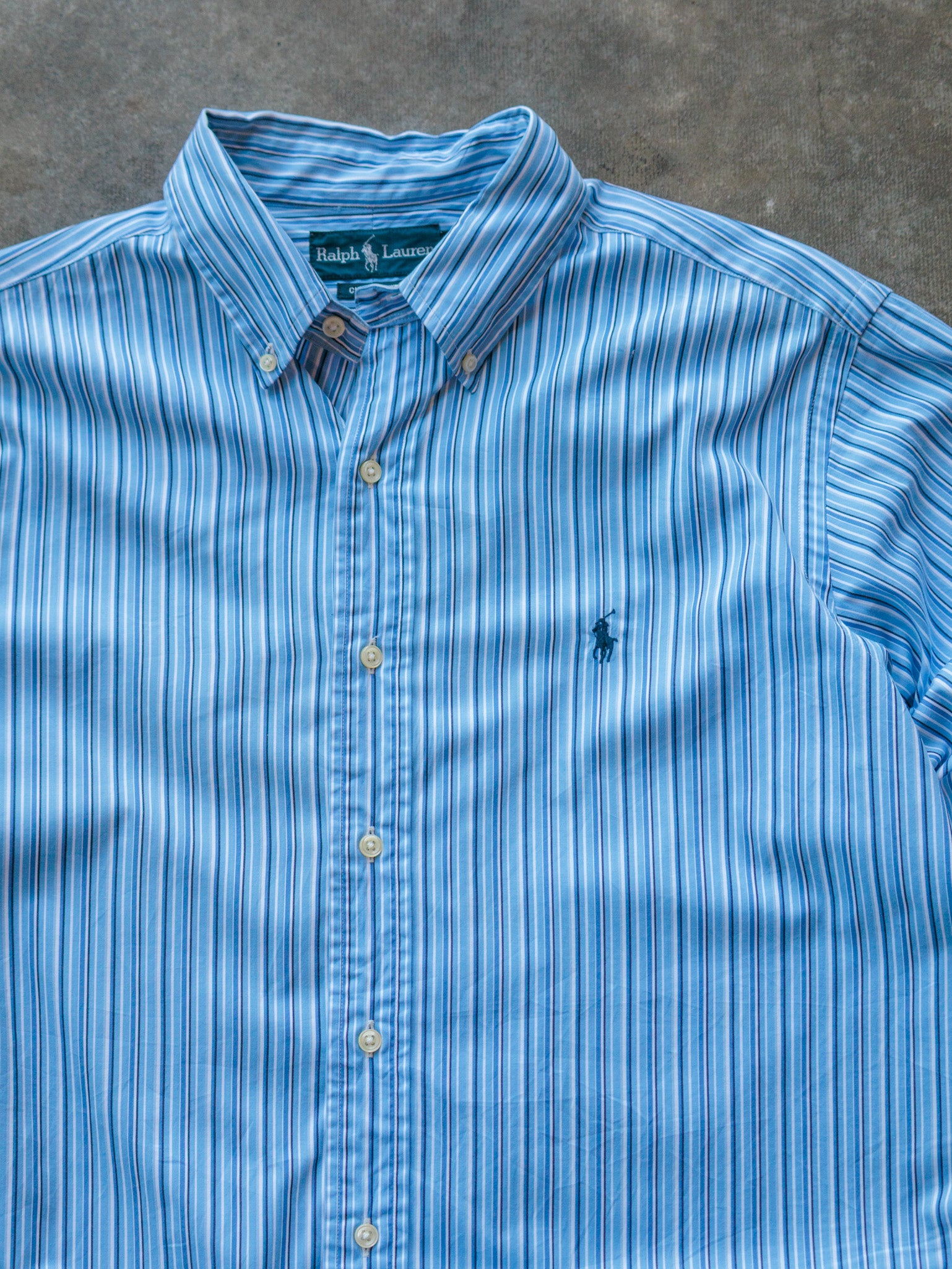 Vintage 00s Blue Striped Ralph Lauren Shirt (L)