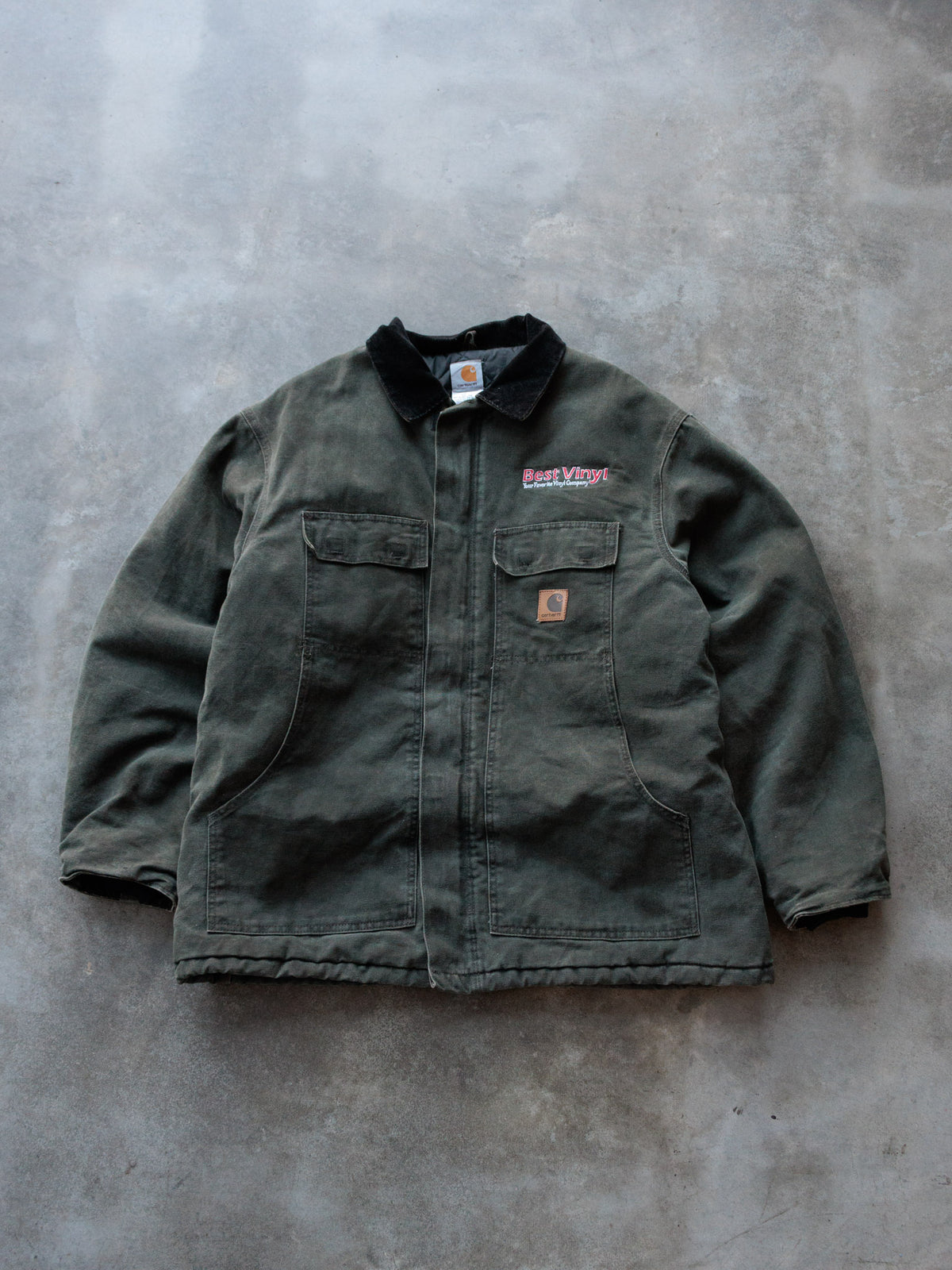 Vintage Green Carhartt Best Vinyl Traditional Coat (XL)