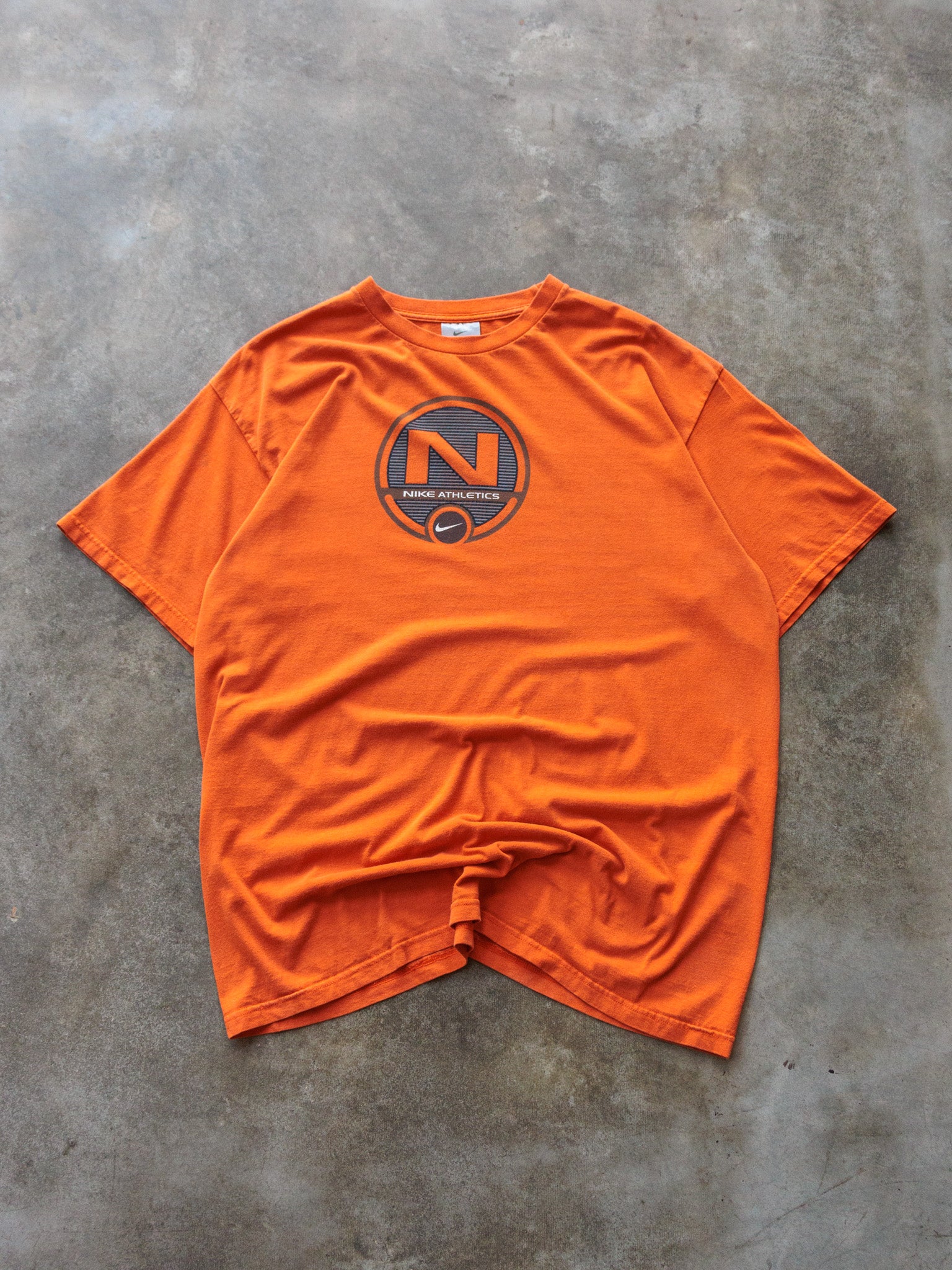 Vintage 00s Orange Nike Athletics Graphic Tee (L)