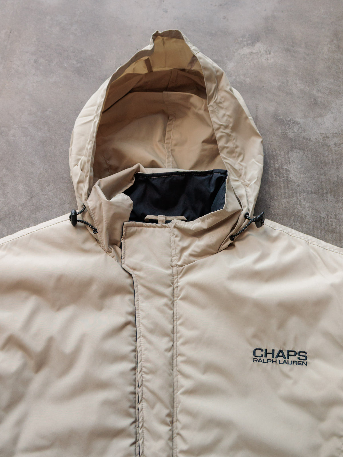 Vintage 00s Beige Chaps Ralph Lauren Colourblock Hooded Jacket (XL)