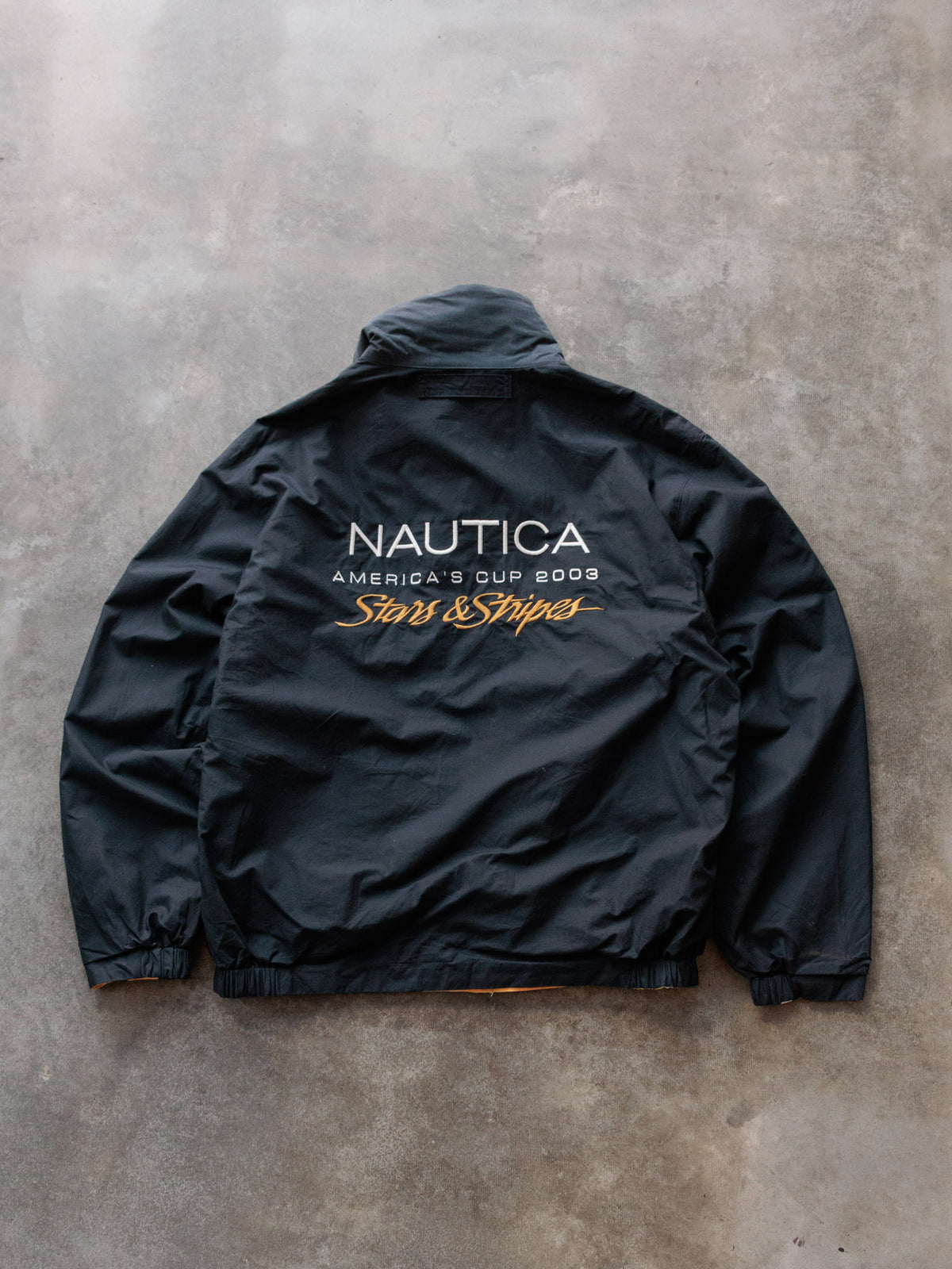 Vintage 2003 Navy Nautica America's Cup Stars & Stripes Reversible Jacket (M)