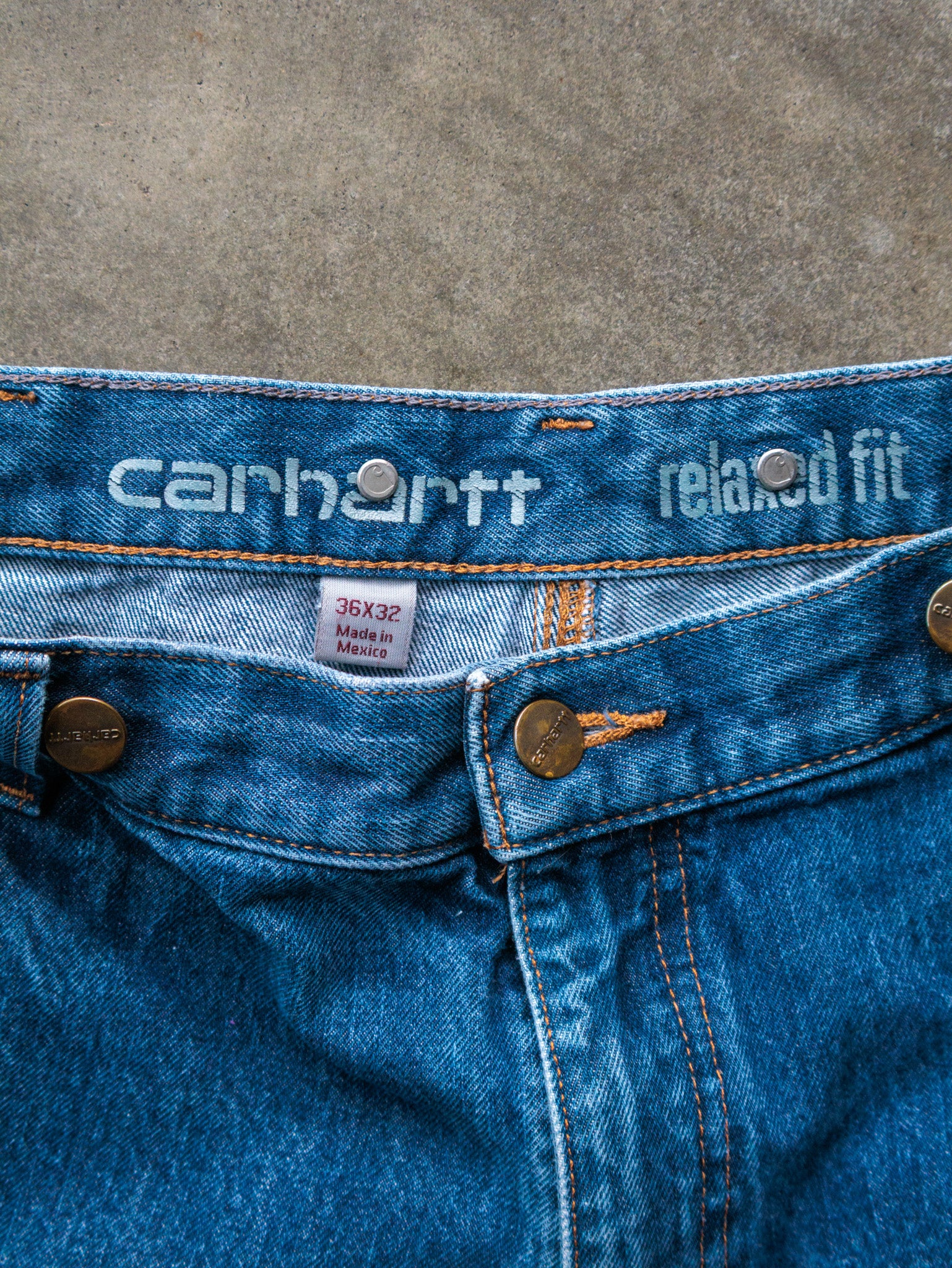 Vintage Blue Carhartt Double Knee Carpenter Jeans (W36)