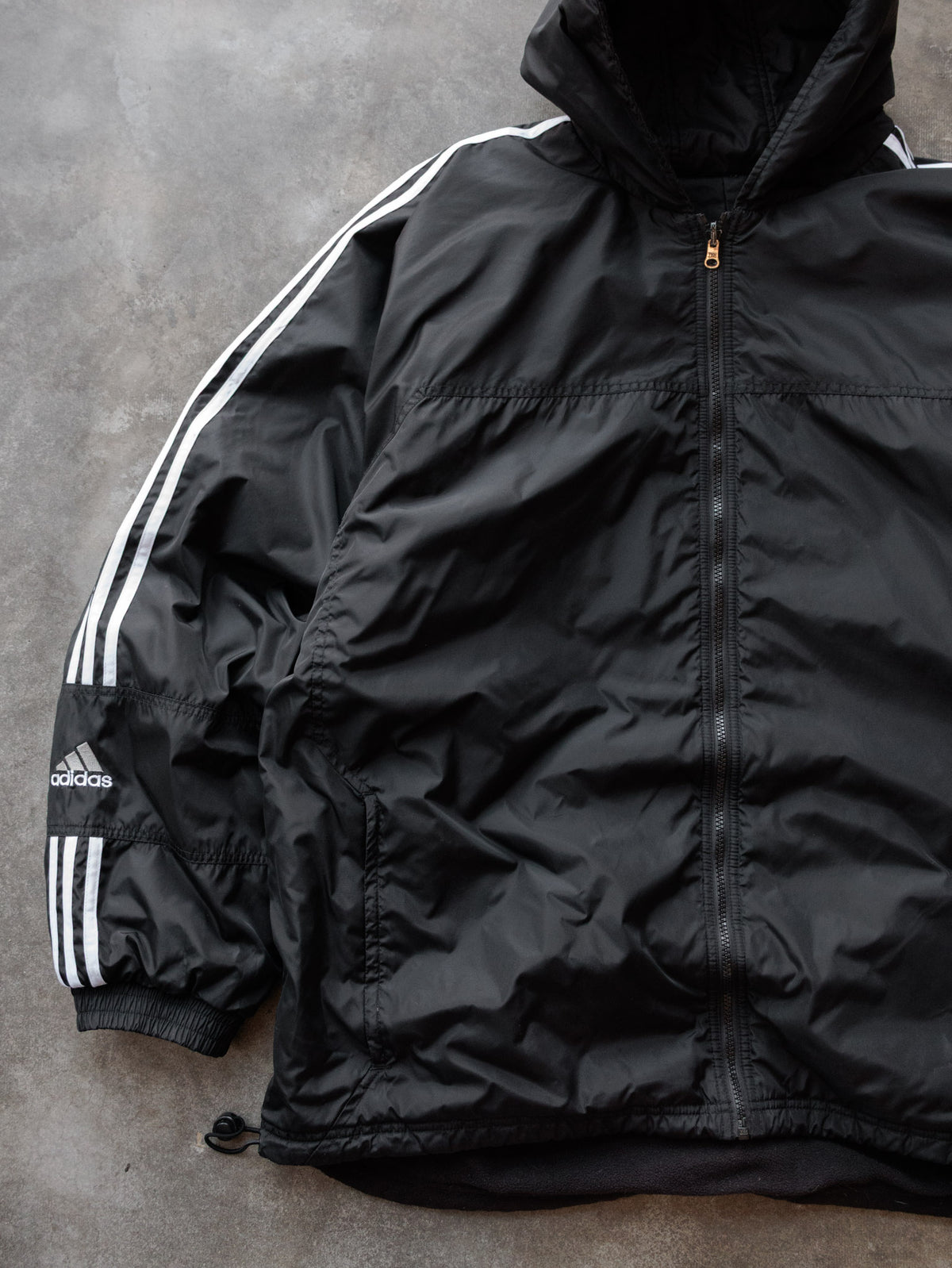 Vintage 00s Black Adidas Fleece Jacket (2XL)