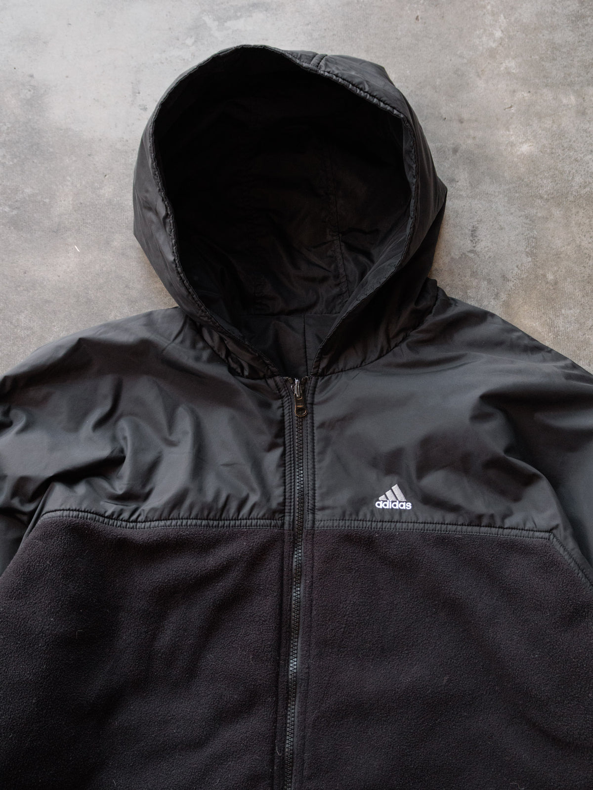 Vintage 00s Black Adidas Fleece Jacket (2XL)