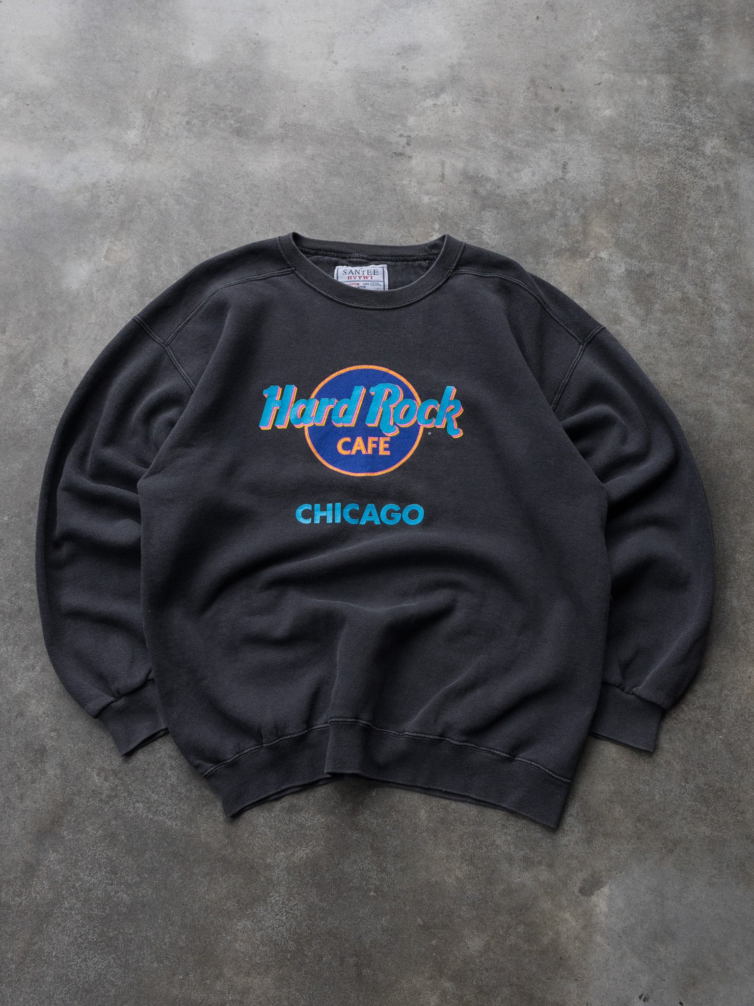 Vintage 90s Faded Black Hard Rock Cafe Chicago Sweatshirt (L)