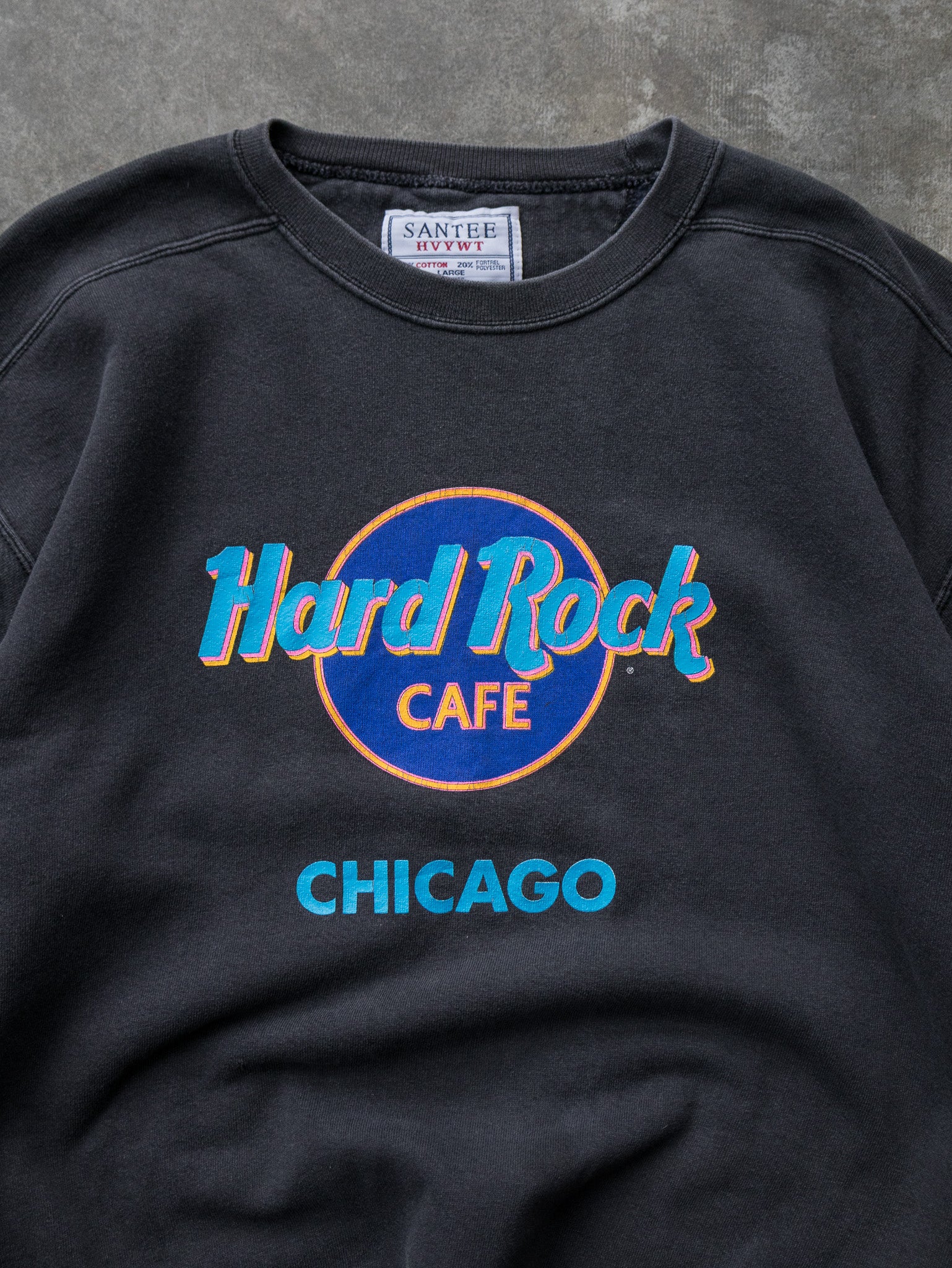 Vintage 90s Faded Black Hard Rock Cafe Chicago Sweatshirt (L)