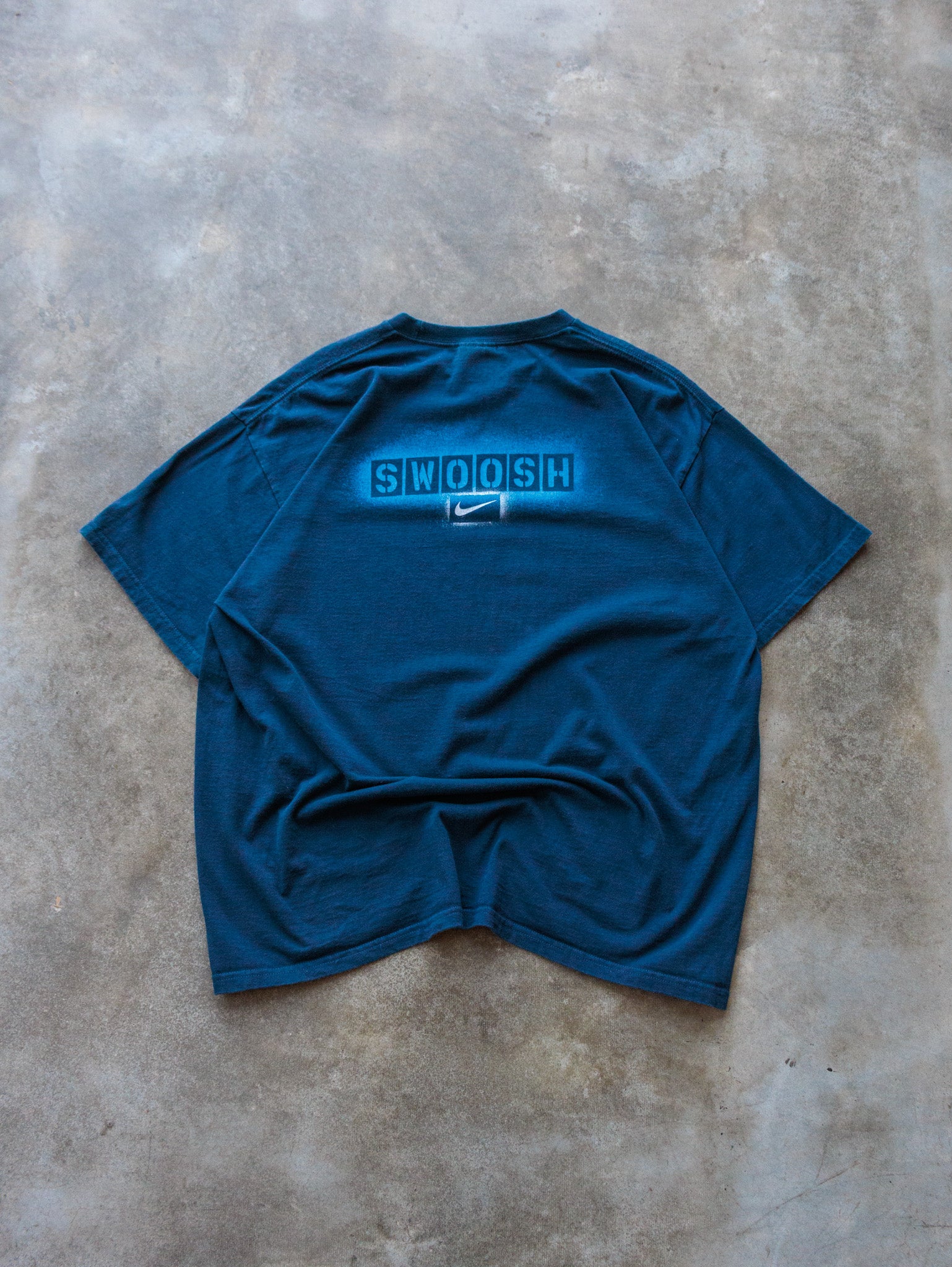 Vintage 00s Teal Nike Swoosh Graphic Tee (XL)