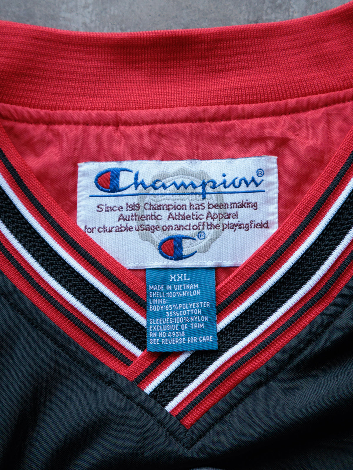 Vintage 00s Black Champion Maryland V-Neck Pullover Jacket (2XL)