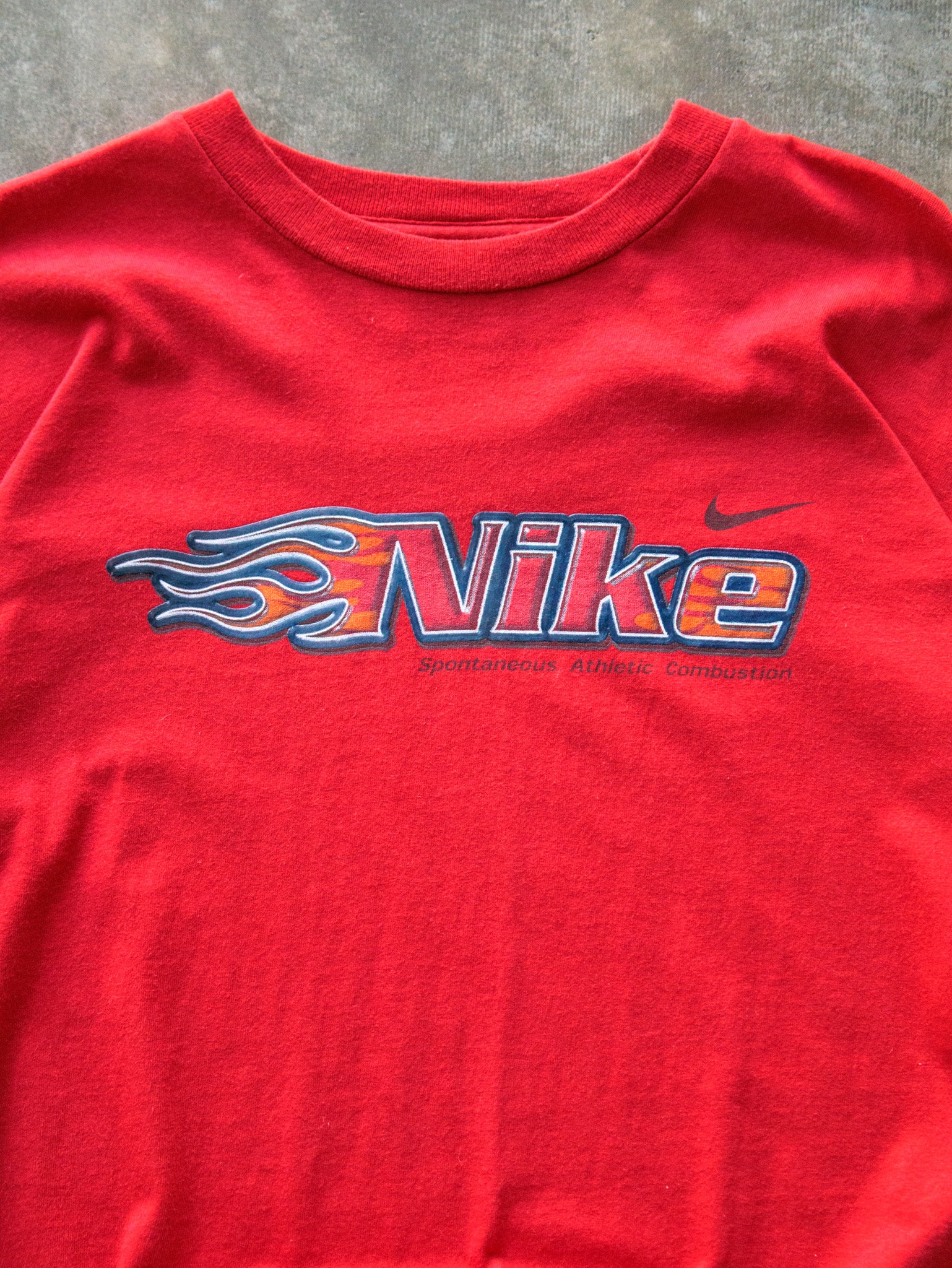 Vintage 00s Red Nike Flame Long Sleeve (18-20Y)