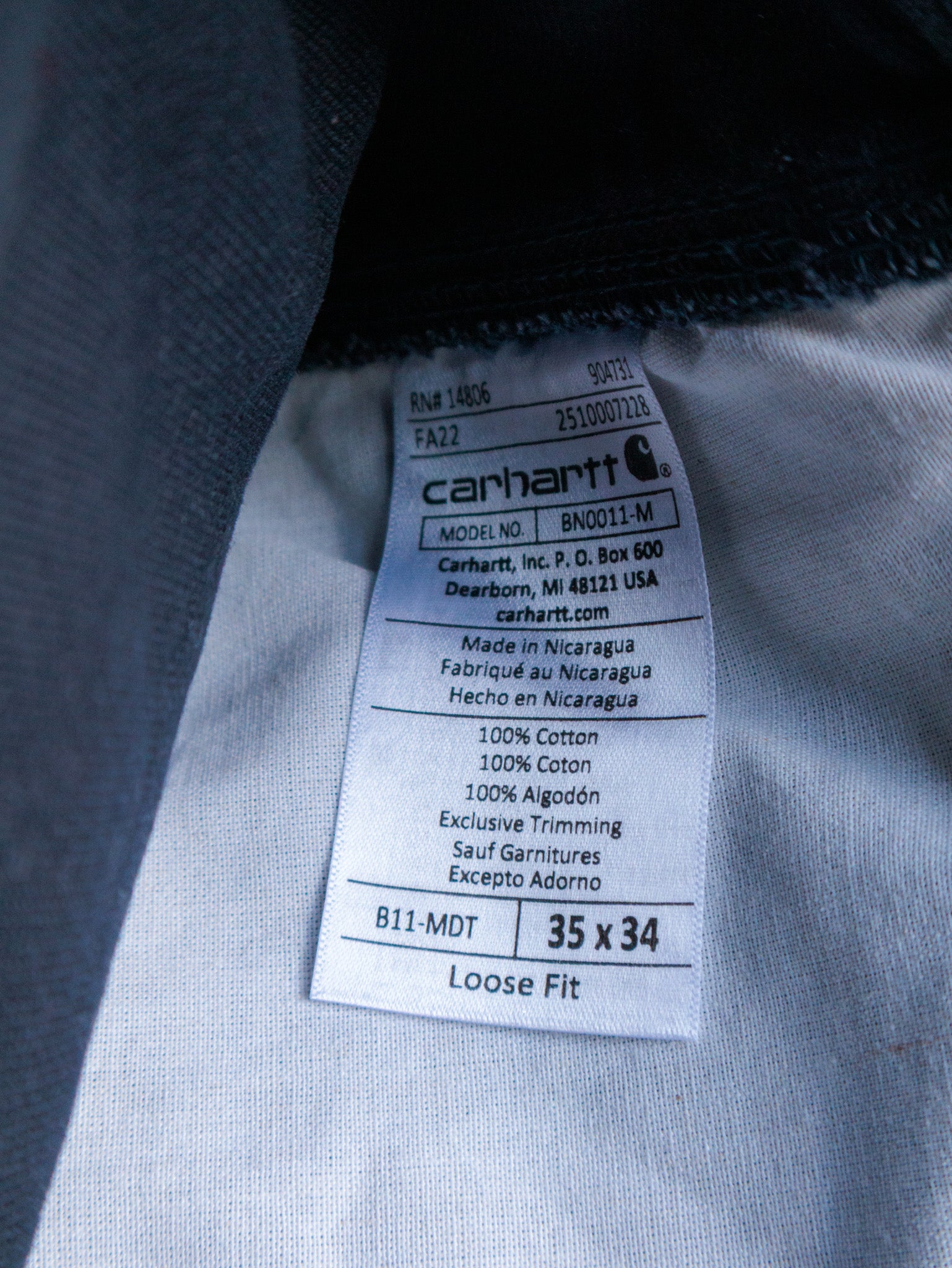 Navy Carhartt Carpenter Pants (W35)