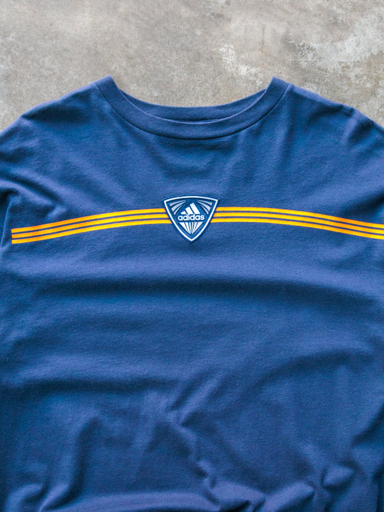 Vintage 90s Navy Adidas Graphic Long Sleeve (XL)