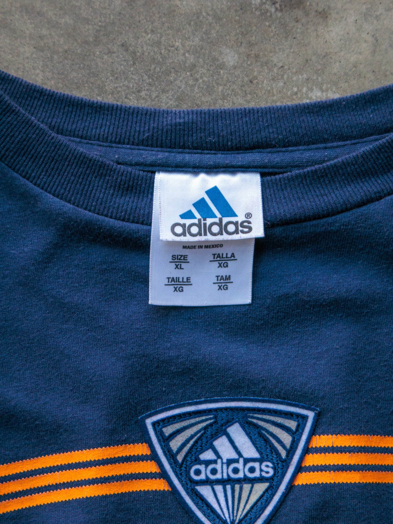 Vintage 90s Navy Adidas Graphic Long Sleeve (XL)