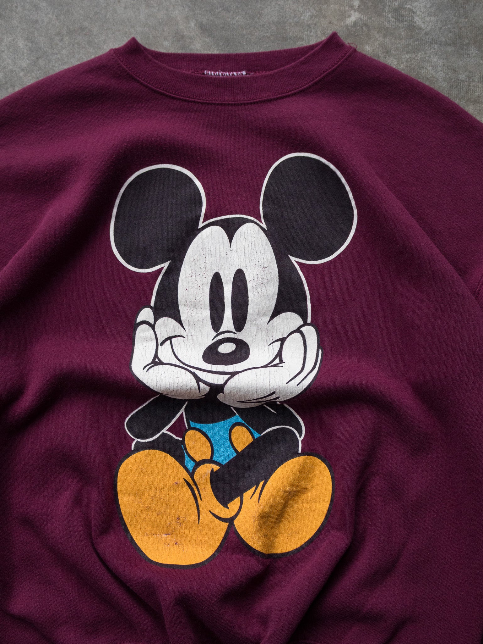 Vintage 90s Maroon Disney Mickey Mouse Sweatshirt (L)