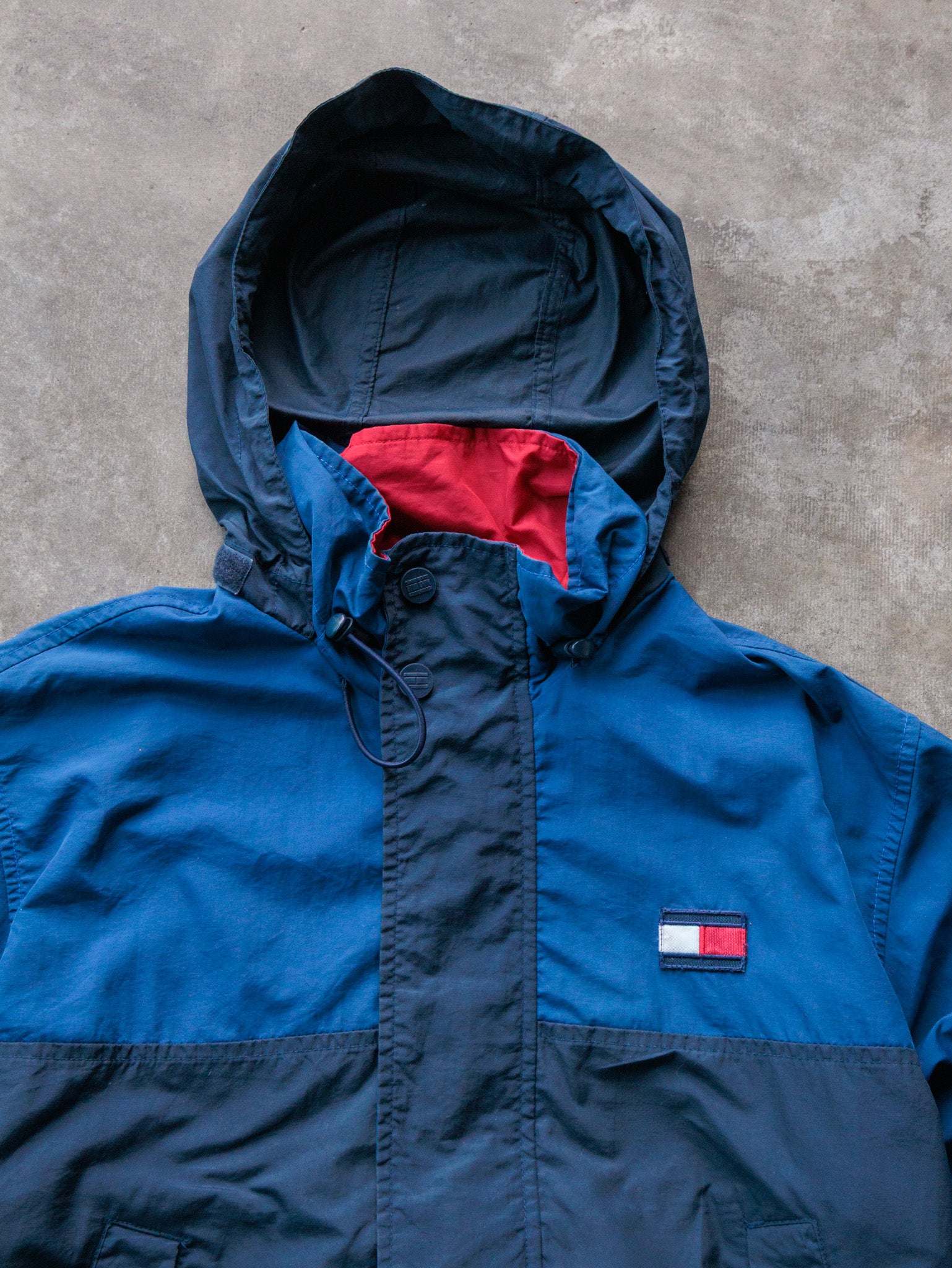 Vintage 90s Blue Tommy Hilfiger Hooded Jacket (S)