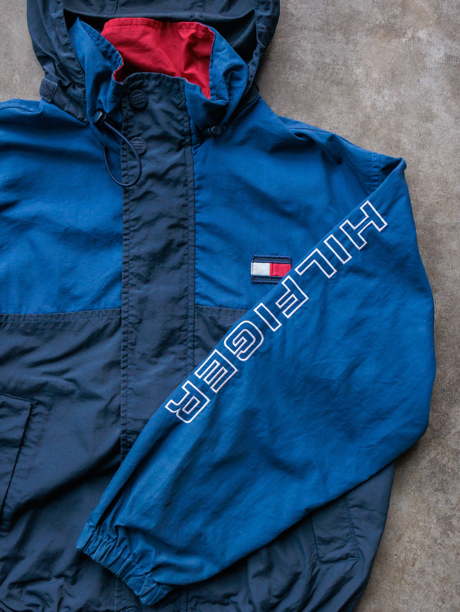 Vintage 90s Blue Tommy Hilfiger Hooded Jacket (S)