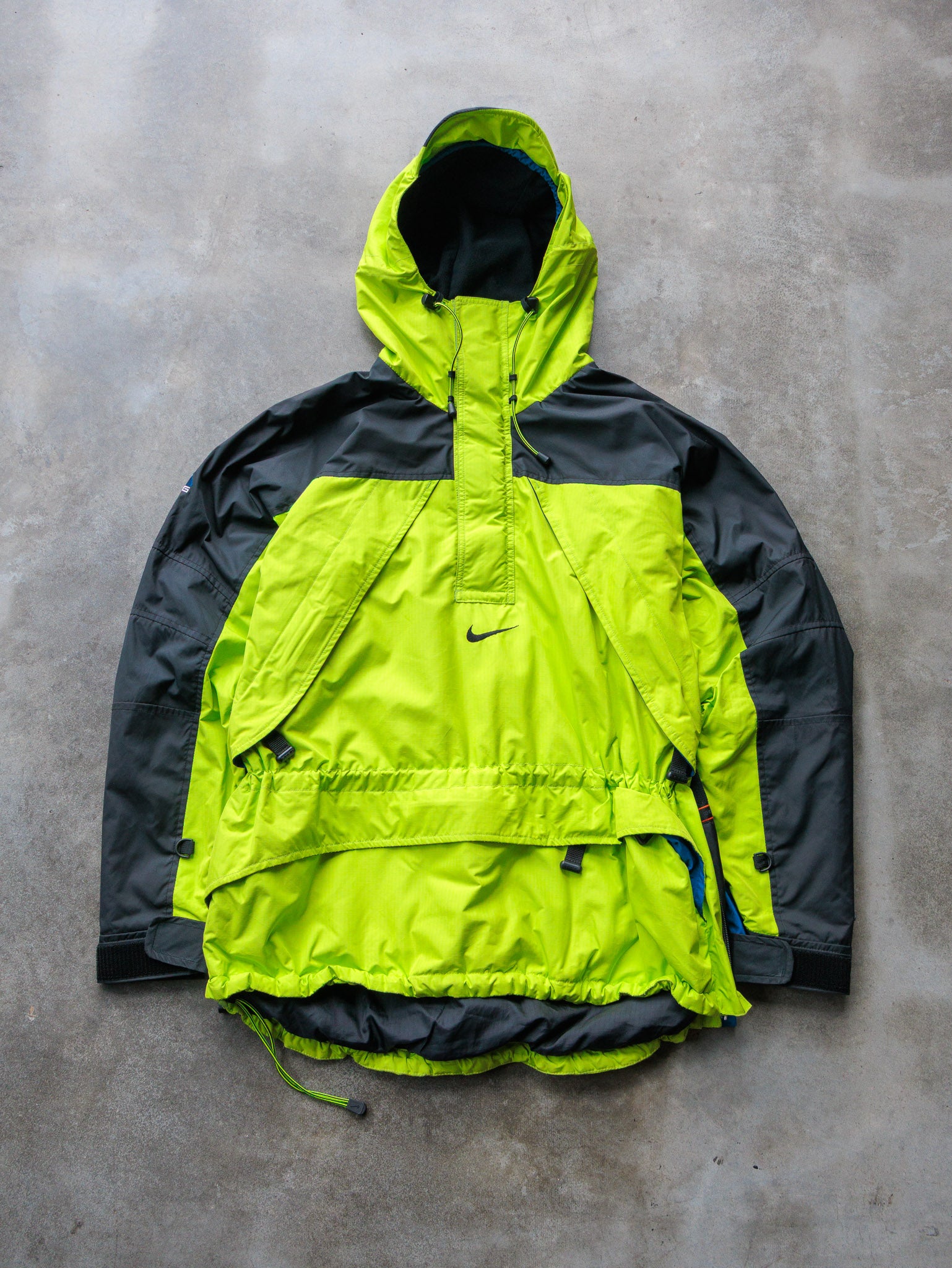 Vintage 00s Grey & Lime Nike ACG Clima-FIT Hooded Anorak Jacket (L)